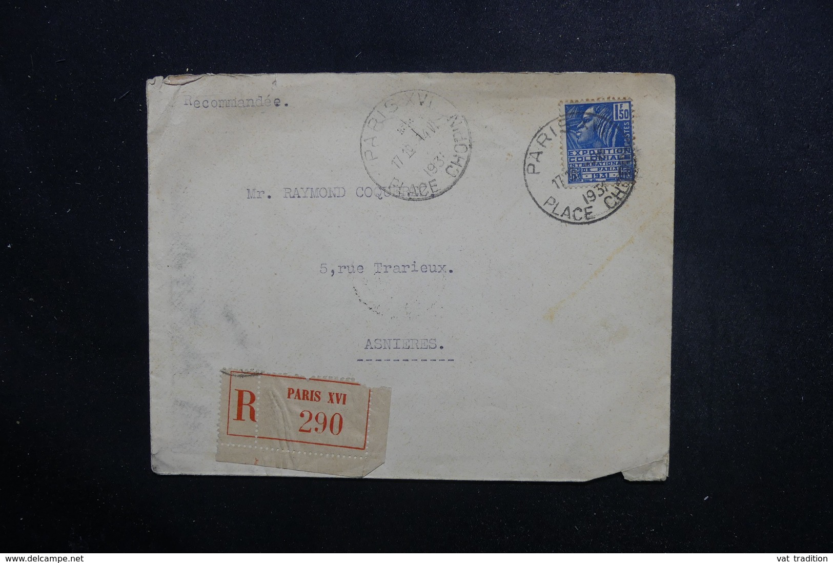 FRANCE - Exposition Coloniale Sur Enveloppe En Recommandé De Paris Pour Asnières En 1931 - L 49296 - 1921-1960: Période Moderne