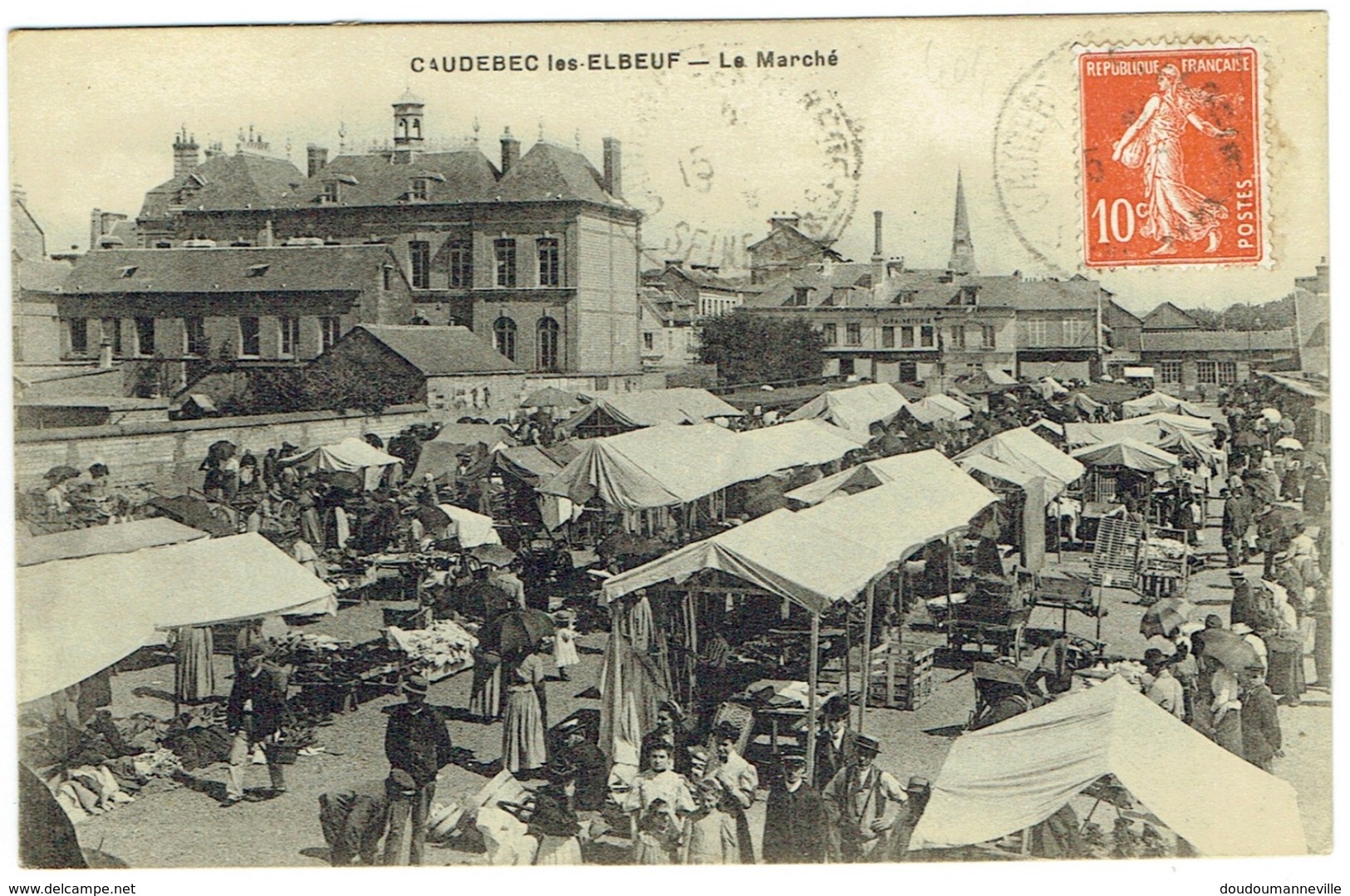CPA - 76 - CAUDEBEC LES ELBEUF - Le Marché - Datée 1919 - Caudebec-lès-Elbeuf