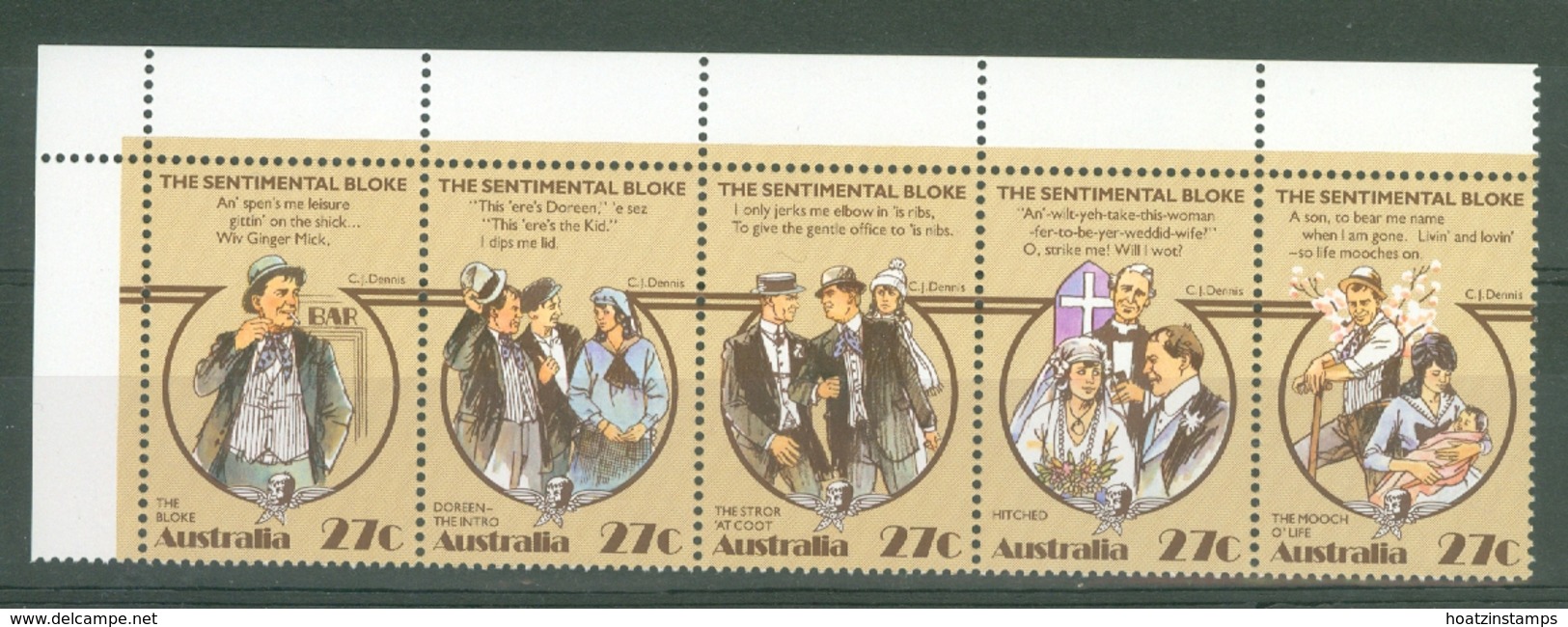 Australia: 1983   Folklore - 'The Sentimental Bloke'     MNH Strip Of 5 - Mint Stamps