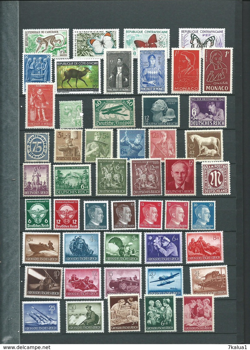 Classeur 20 pages, tout en timbres neufs ** divers pays.