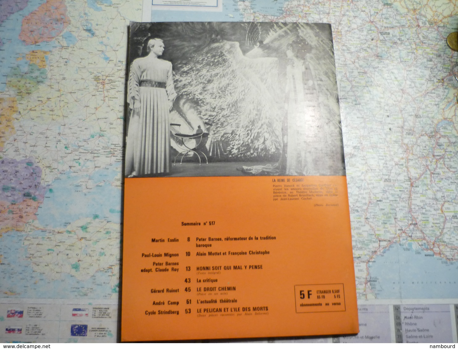 L'avant-scène Théâtre lot de 63 numéros consécutifs du N°501 (1-er Septembre 1972) au N°563 (1-er Mai 1975)