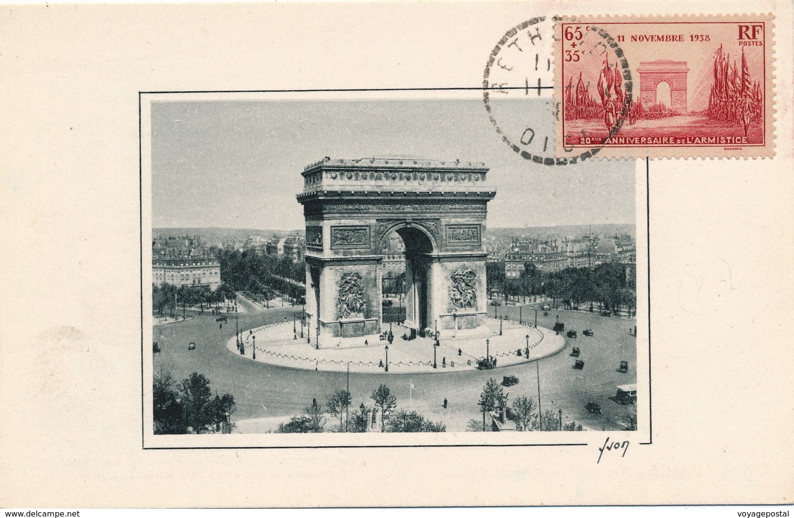 CARTE MAXIMUM ARC DE TRIOMPHE CACHET PERLE OISE - 1930-1939