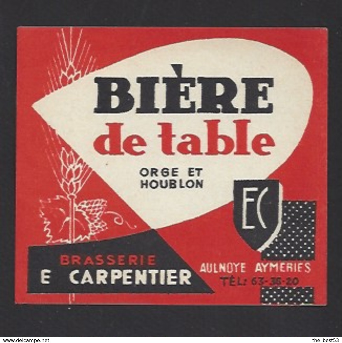Etiquette De  Bière De Table  -  Brasserie E. Carpentier à Aulnoye Aymeries  (59) - Bier