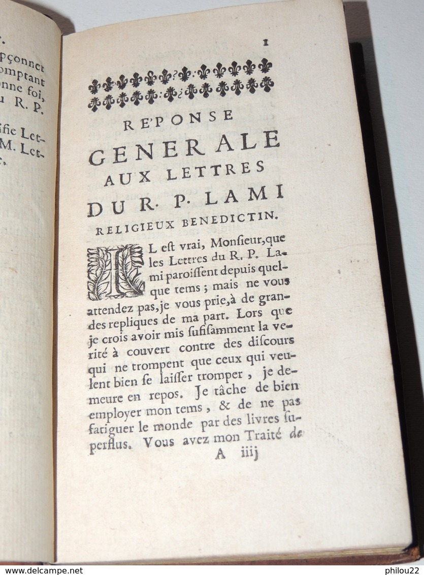 LETTRE DU P. MALEBRANCHE [Nicolas De]... Réponse Au P. LAMI  1700 - Antes De 18avo Siglo