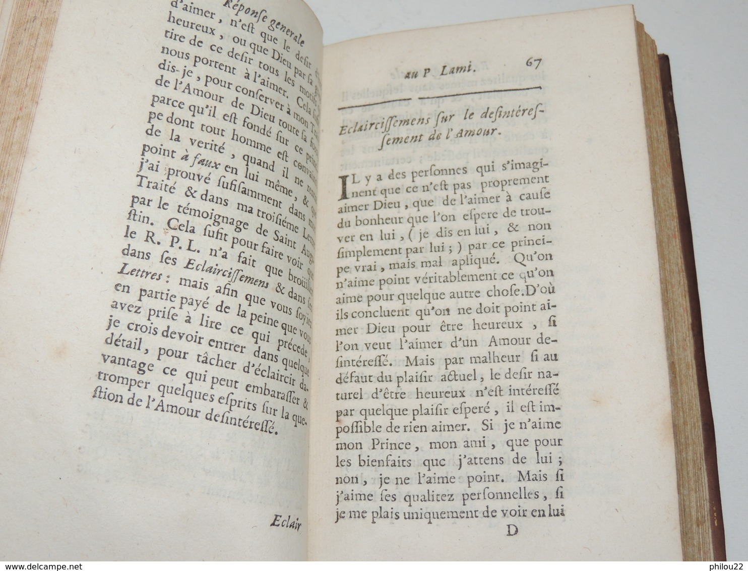 LETTRE DU P. MALEBRANCHE [Nicolas De]... Réponse Au P. LAMI  1700 - Before 18th Century