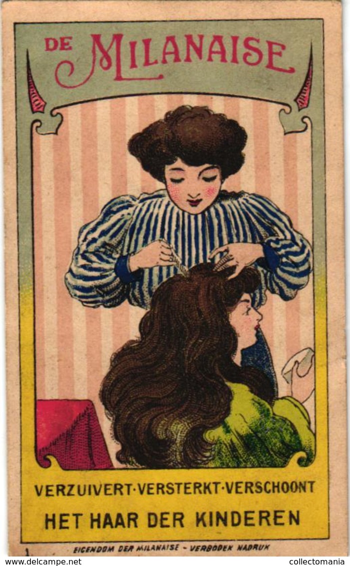 7 Cards La Milanaise  Contre Les Poux Lentes  Chevelure  Anti Lice Luizen RECLAME Advertising Illustr.Noval - Sonstige & Ohne Zuordnung