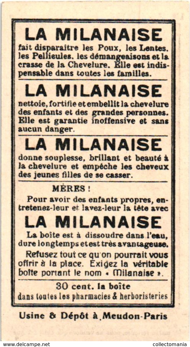 7 Cards La Milanaise  Contre les Poux Lentes  Chevelure  anti lice luizen RECLAME advertising Illustr.Noval