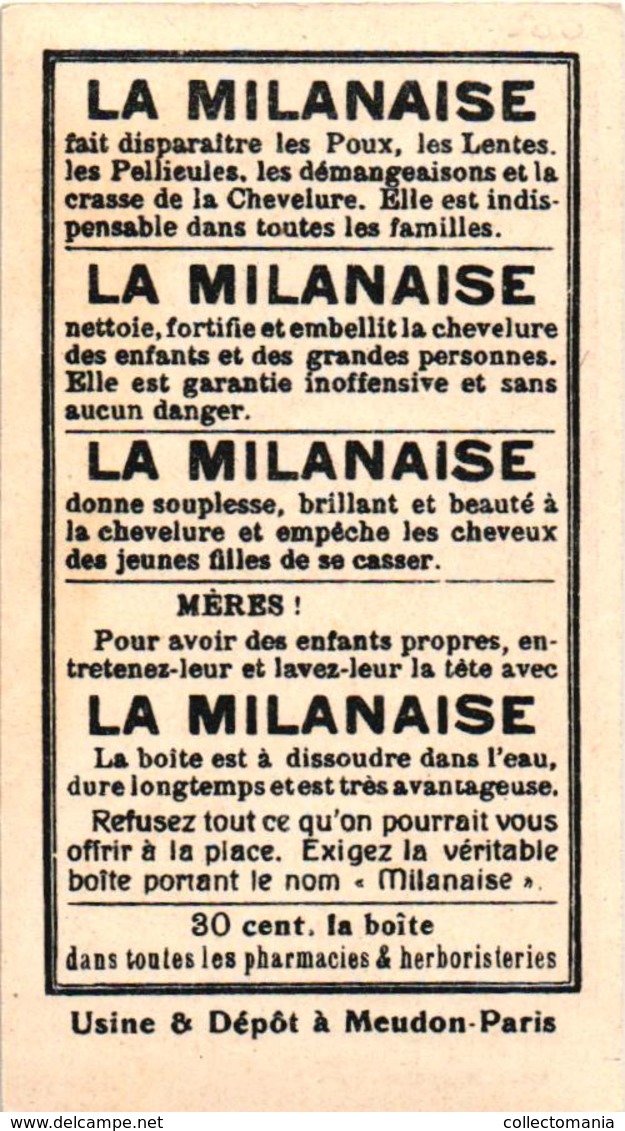 7 Cards La Milanaise  Contre les Poux Lentes  Chevelure  anti lice luizen RECLAME advertising Illustr.Noval