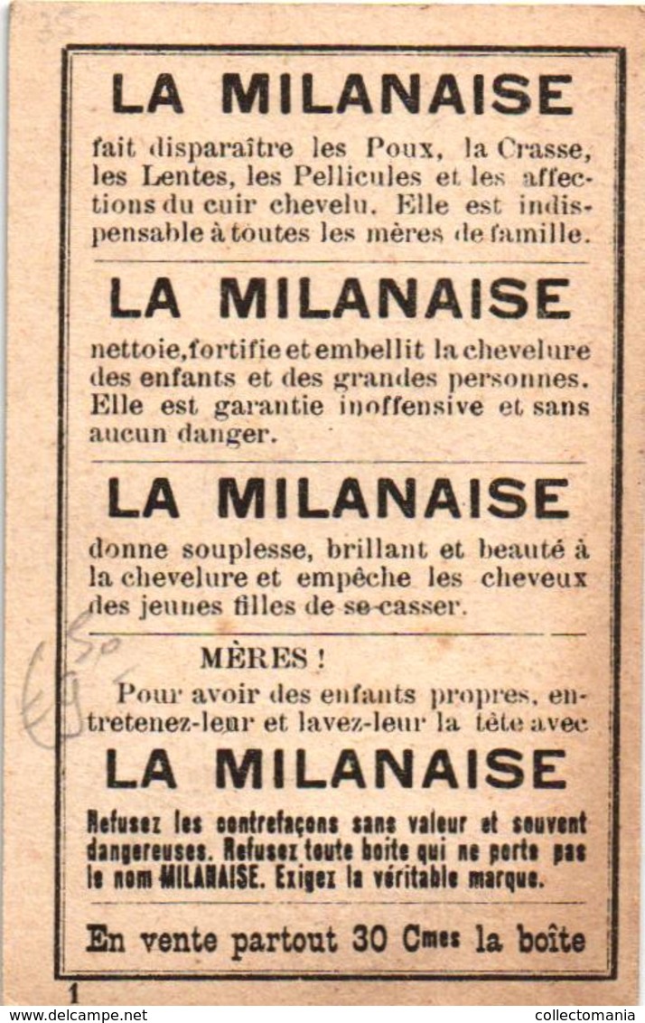 7 Cards La Milanaise  Contre les Poux Lentes  Chevelure  anti lice luizen RECLAME advertising Illustr.Noval