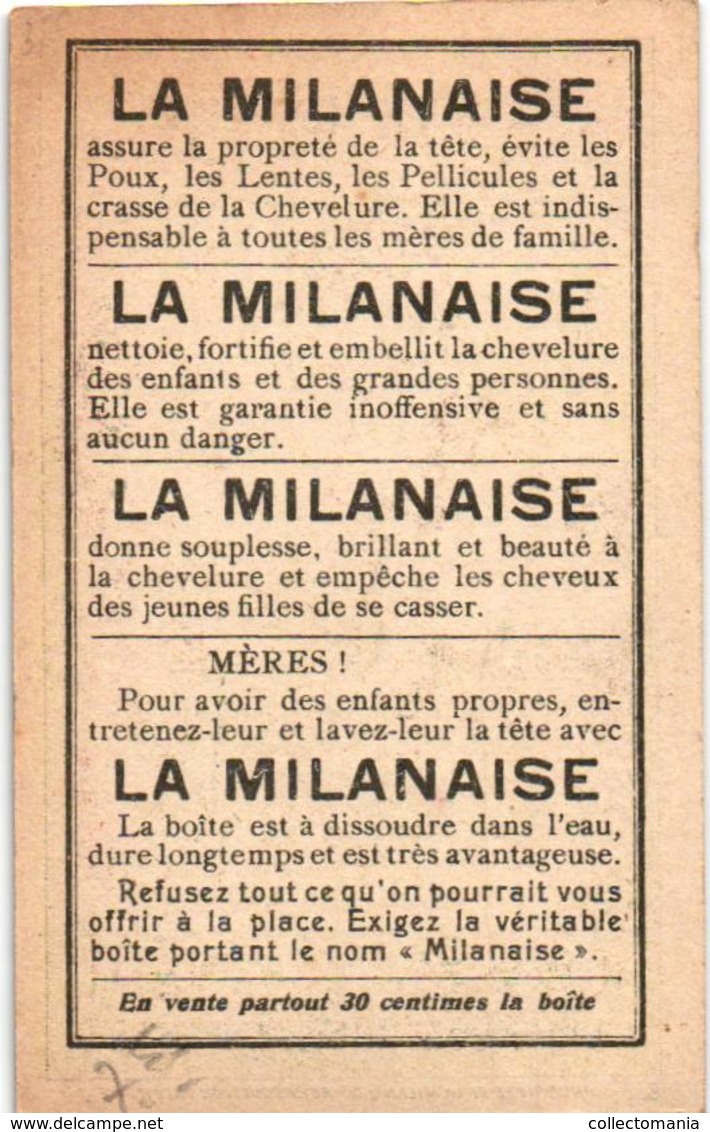 7 Cards La Milanaise  Contre les Poux Lentes  Chevelure  anti lice luizen RECLAME advertising Illustr.Noval