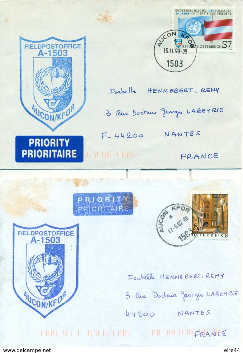 Autriche Austria 4 Covers KFOR SFOR NATO Peacekeeping Force OTAN Kosovo Bosnia - Storia Postale