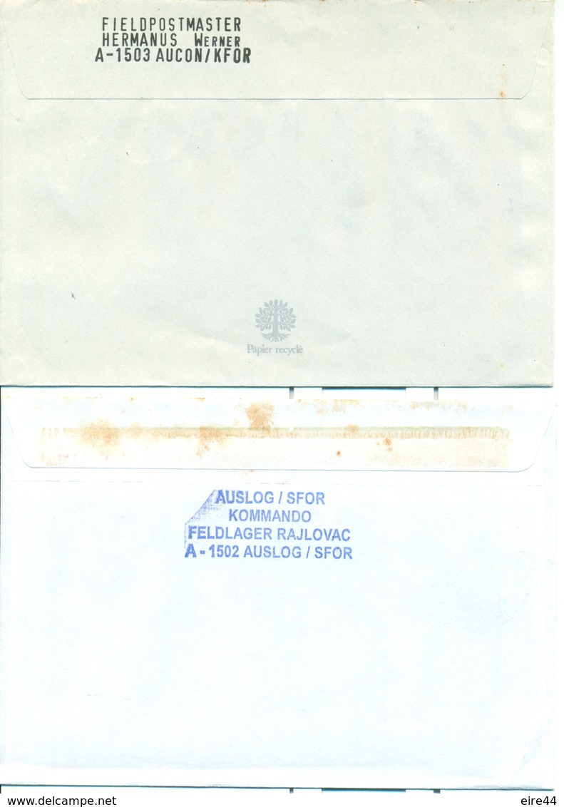 Autriche Austria 4 Covers KFOR SFOR NATO Peacekeeping Force OTAN Kosovo Bosnia - Storia Postale