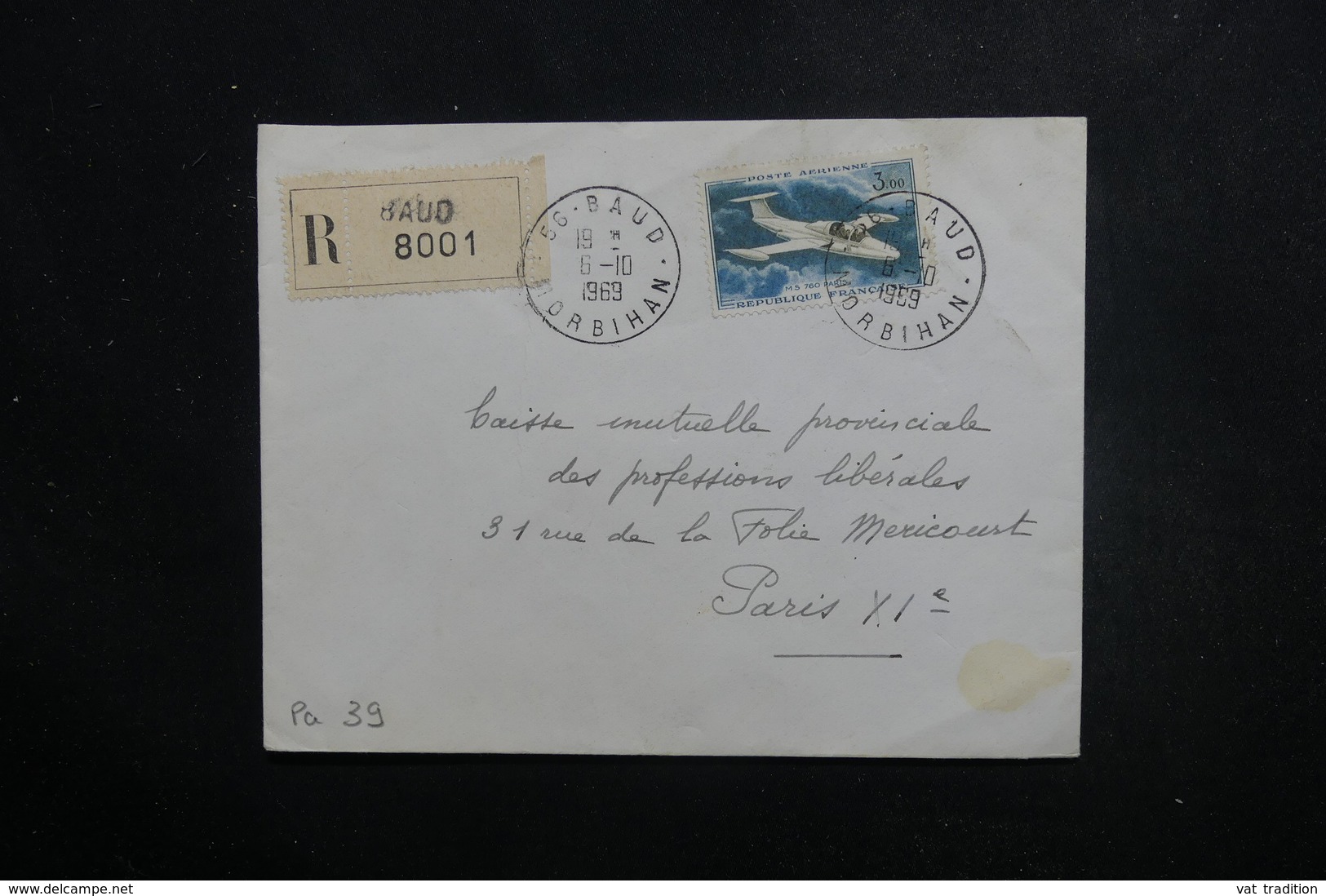 FRANCE - Enveloppe En Recommandé De Baud Pour Paris En 1969 Par Avion, Affranchissement P.A - L 49314 - 1961-....