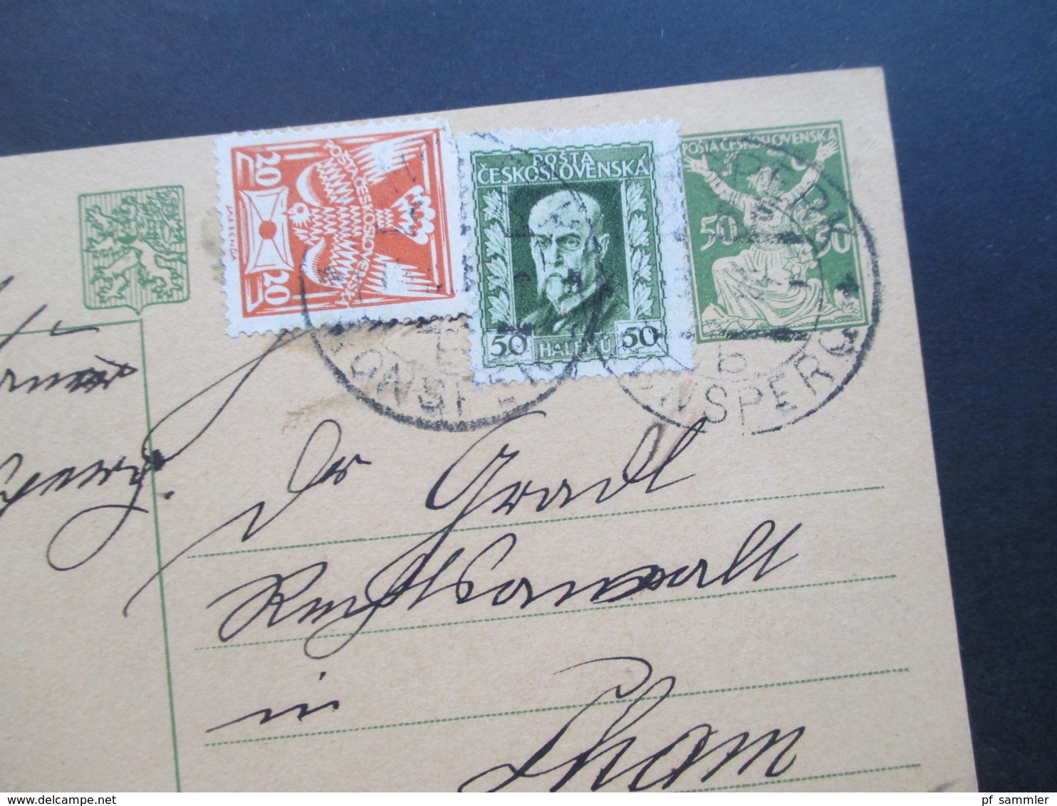 CSSR Böhmen 1925 2 Ganzsachen Mit Zusatzfrankaturen Zweisprachiger Stempel Ronsperg / Ronsperc - Brieven En Documenten