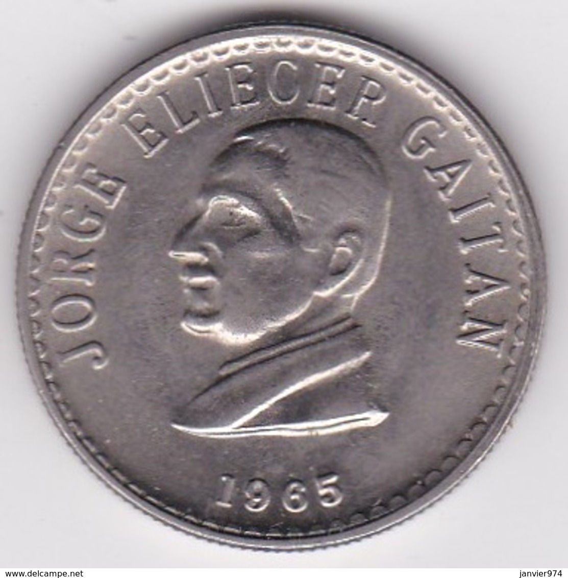 Colombia 50 Centavos 1965. Jorge Eliecer Gaitan. Copper-Nickel. KM# 225 - Colombia