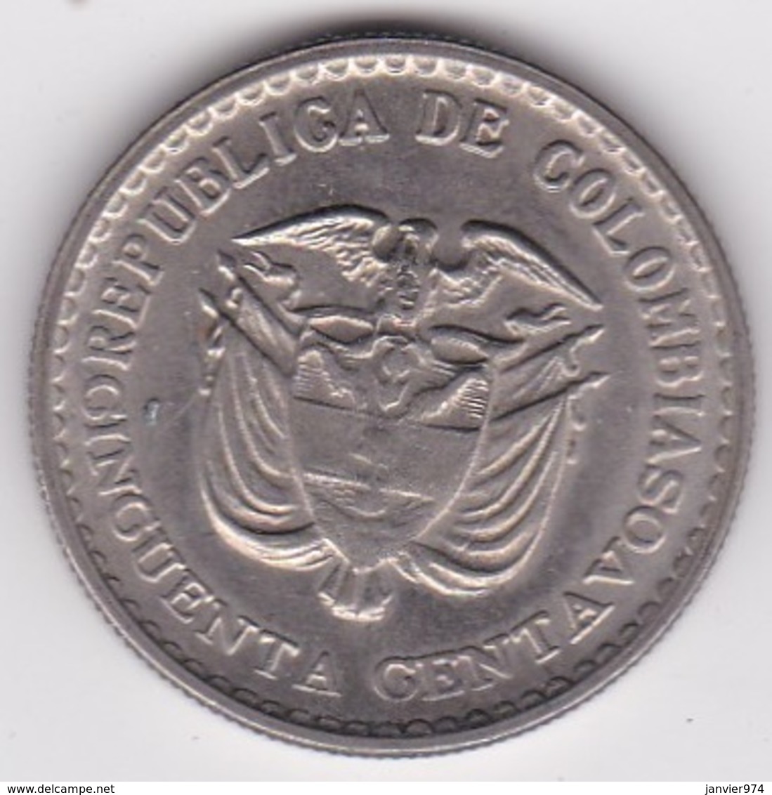 Colombia 50 Centavos 1965. Jorge Eliecer Gaitan. Copper-Nickel. KM# 225 - Colombia