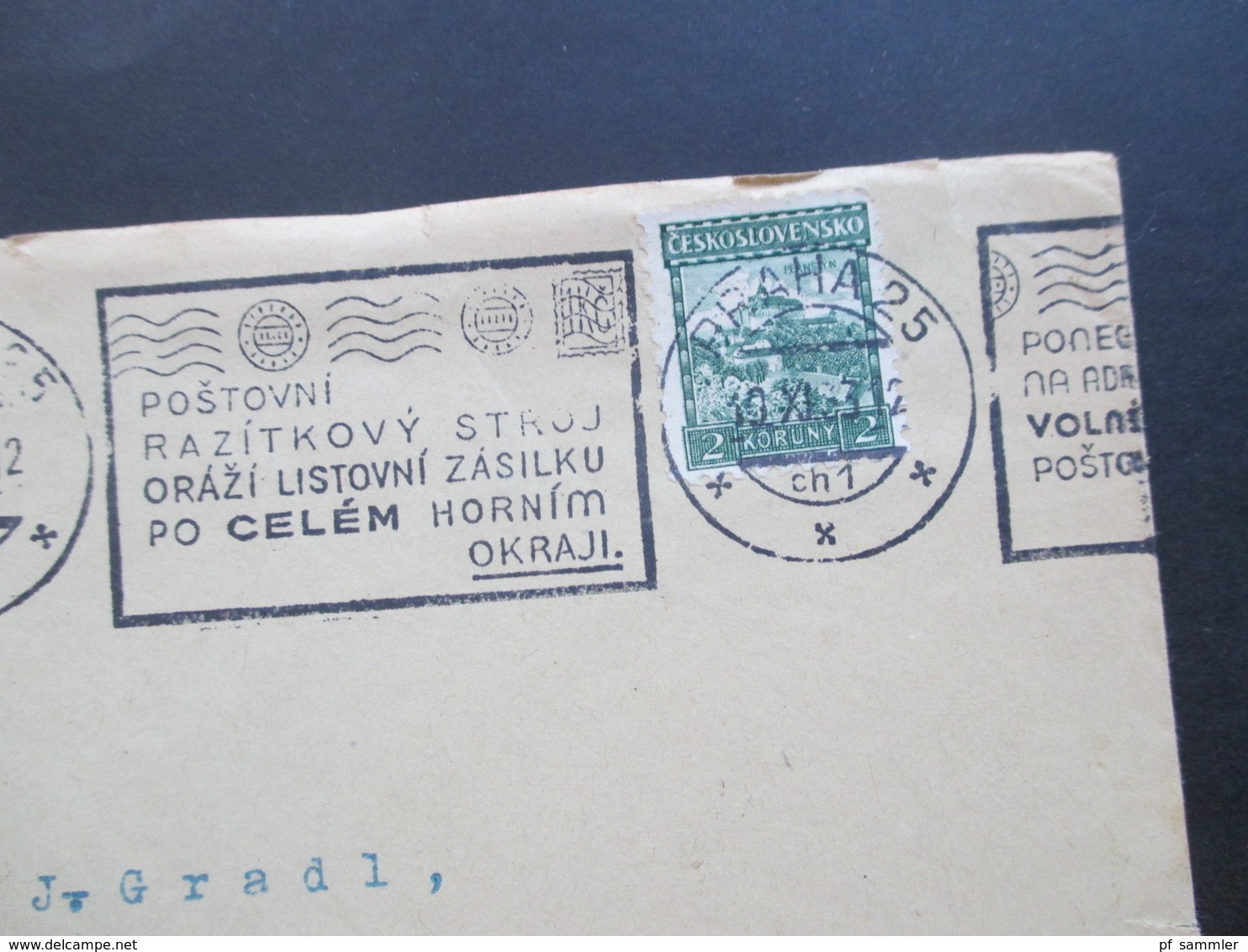 CSSR 1933 Beleg Mit Maschinenstempel 2 Verschiedene Briefumschläge / Thematik Philatelie - Storia Postale