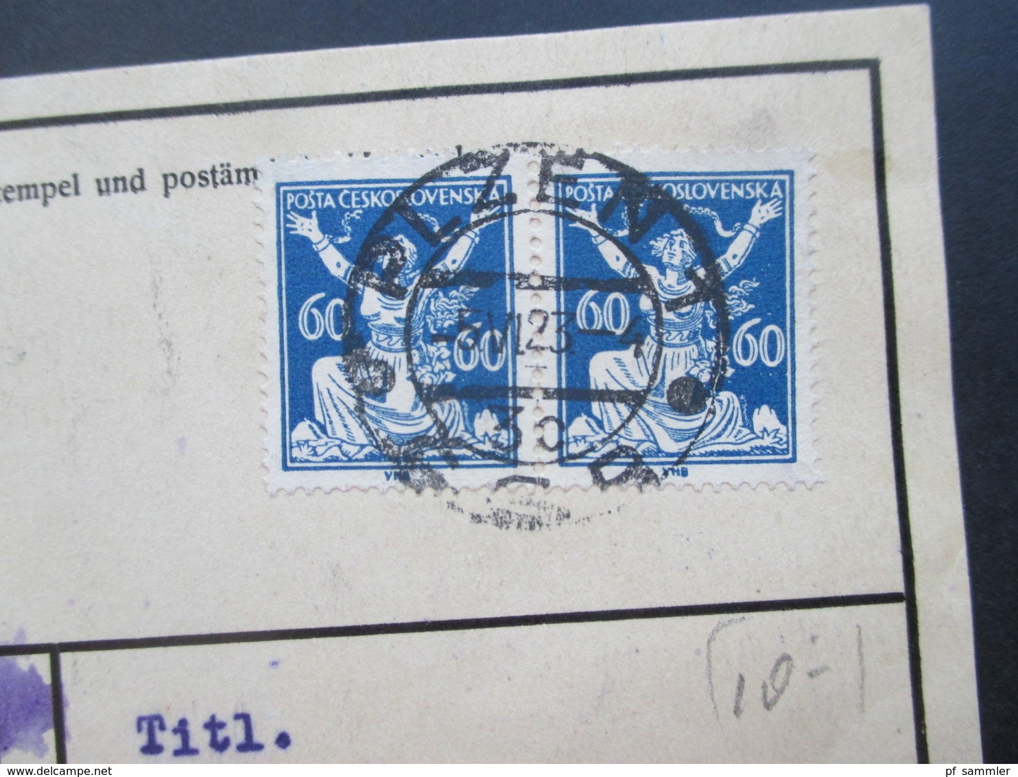 CSSR 1923 Dekorative Firmenkarte Mühlstein Und Mahlmaschinenfabrik In Pilsen Sig. Theiner - Storia Postale