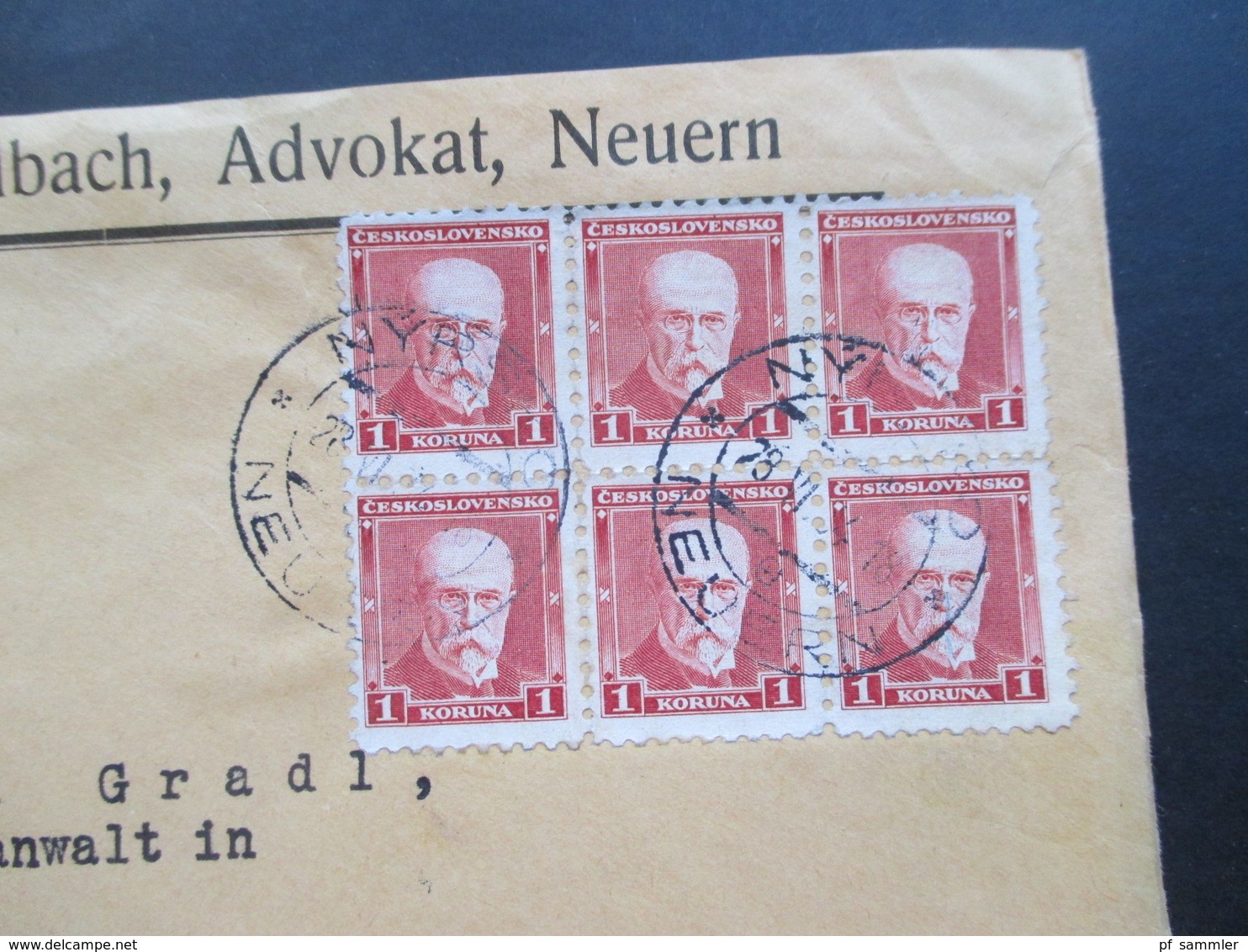 CSSR / Sudetenland 1934 Beleg Advokat Leopold Goldbach Neuern Zweisprachiger Stempel Nyrsko / Neuern Einschreiben!! - Covers & Documents