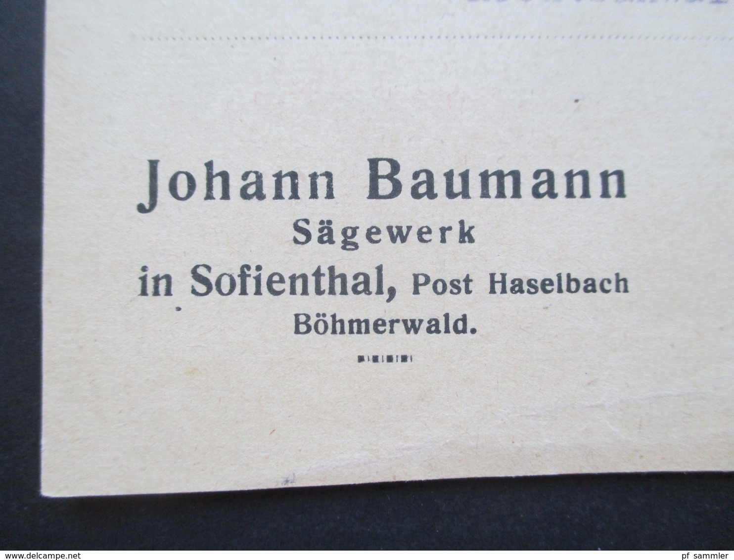 CSSR / Böhmen 1925 Korrespondenz Karte Johann Baumann Sägewerk In Sofienthal, Post Haselbach Böhmerwald - Briefe U. Dokumente