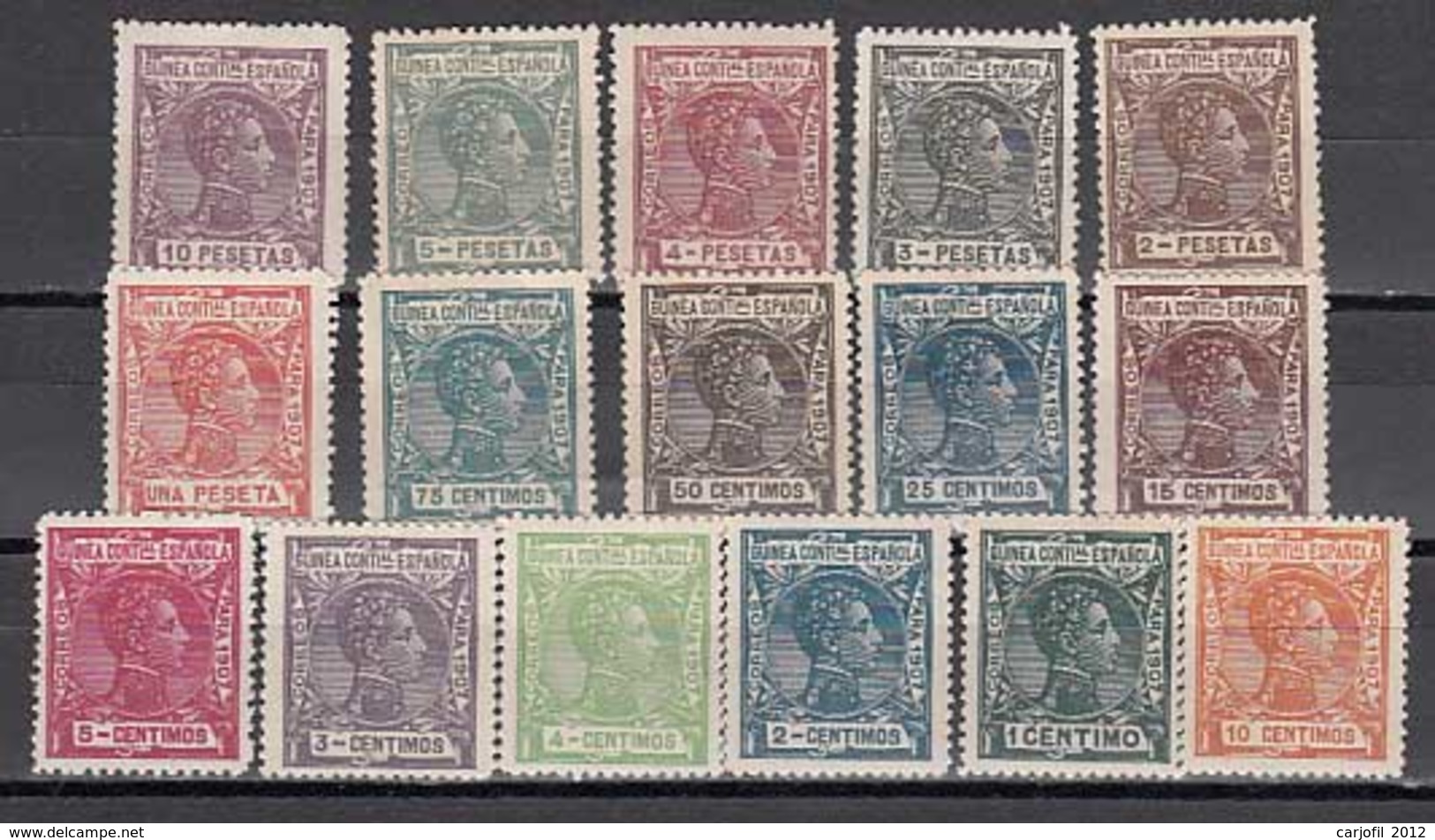 Guinea Correo 1907 Edifil 43/58 * Mh  Bonita - Guinea Española