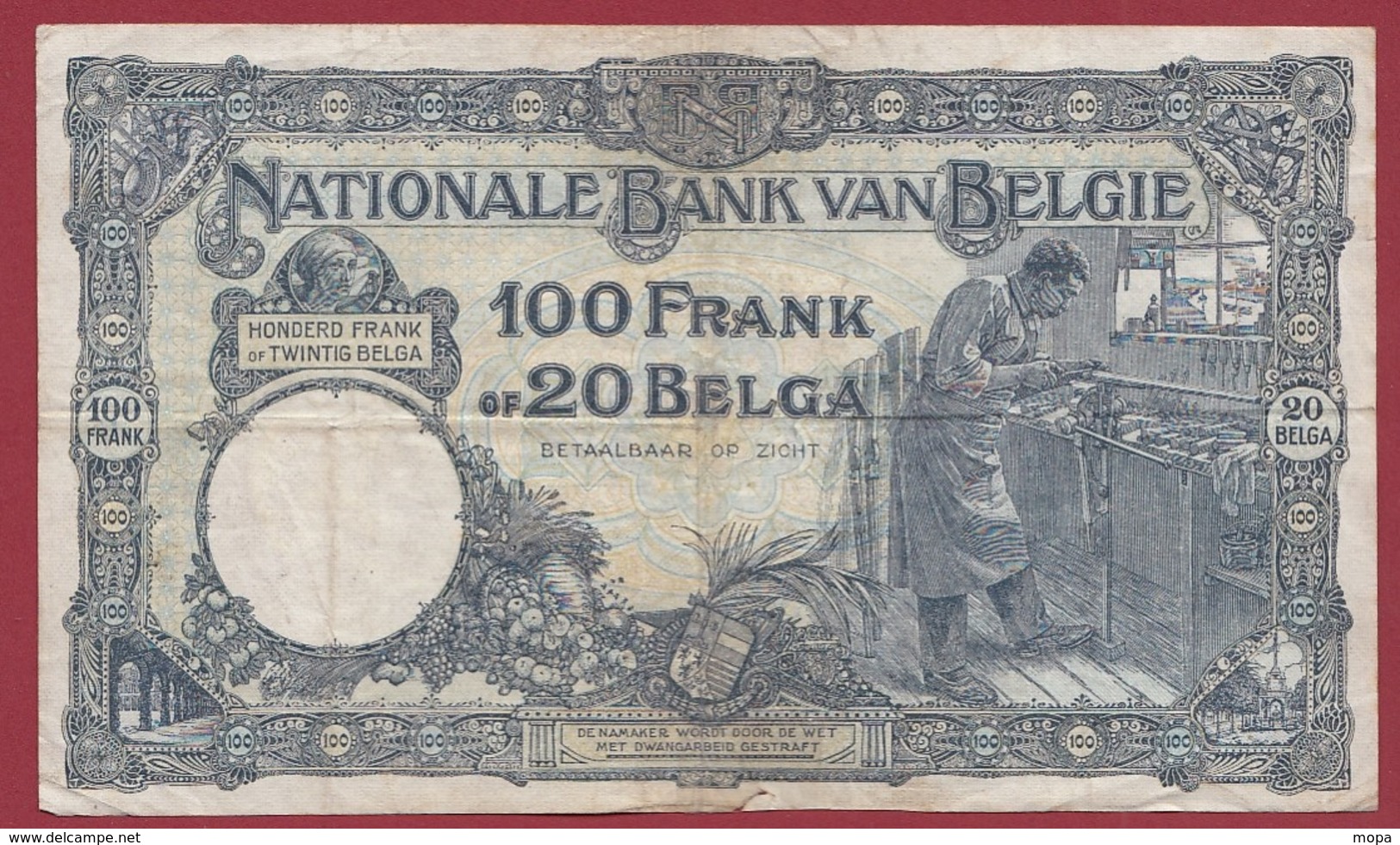 Belgique 100 Francs /20 Belgas Du 04/01/1929 Dans L 'état (15) - 100 Francs & 100 Francs-20 Belgas