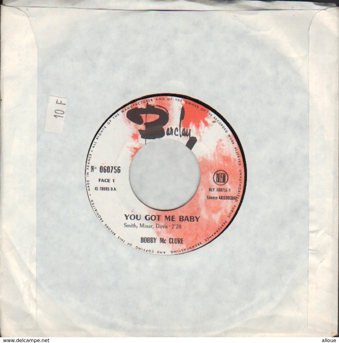 BOBBY Mc CLURE - FR SINGLE BARCLAY - PEAK OF LOVE + YOU GOT ME BABY - Rock