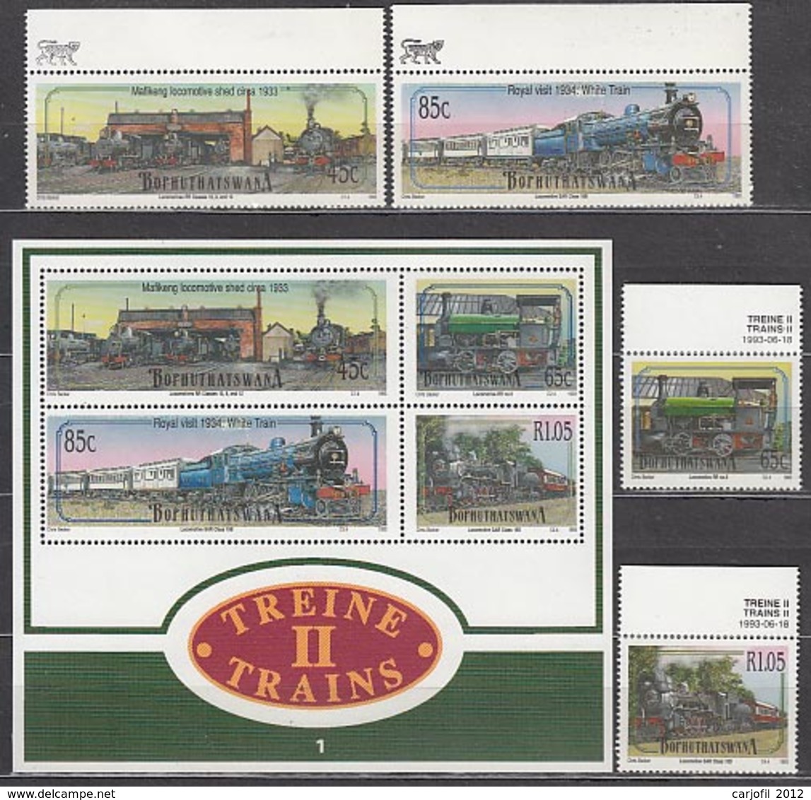 Bophuthatswana - Correo Yvert 298/301+H.9 ** Mnh  Trenes - Bophuthatswana