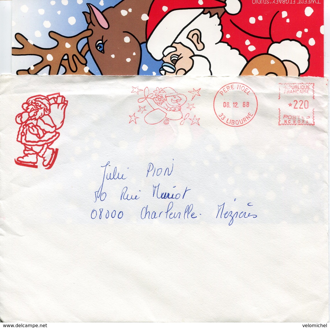 PERE NOËL. LIBOURNE. 1988. Enveloppe + Carte - Autres & Non Classés