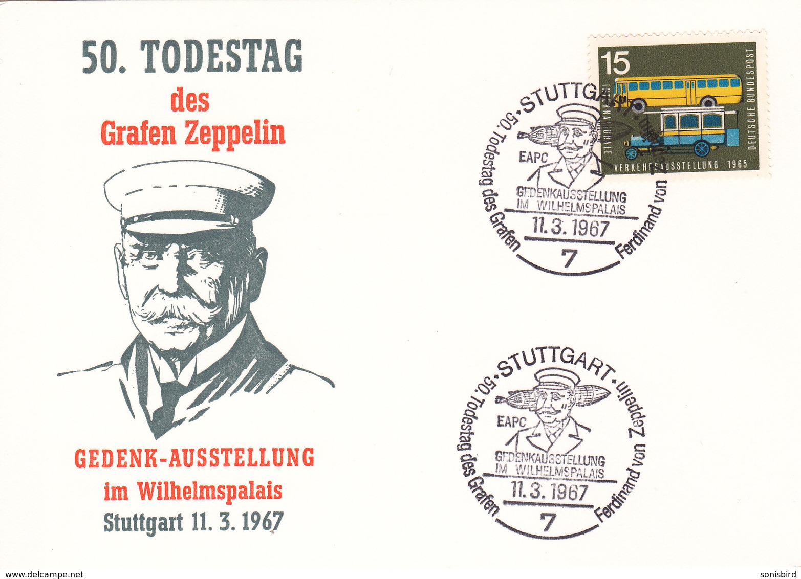 Graf Zeppelin, 50. Todestag, Stuttgart 11.3.1967 - Zeppelins