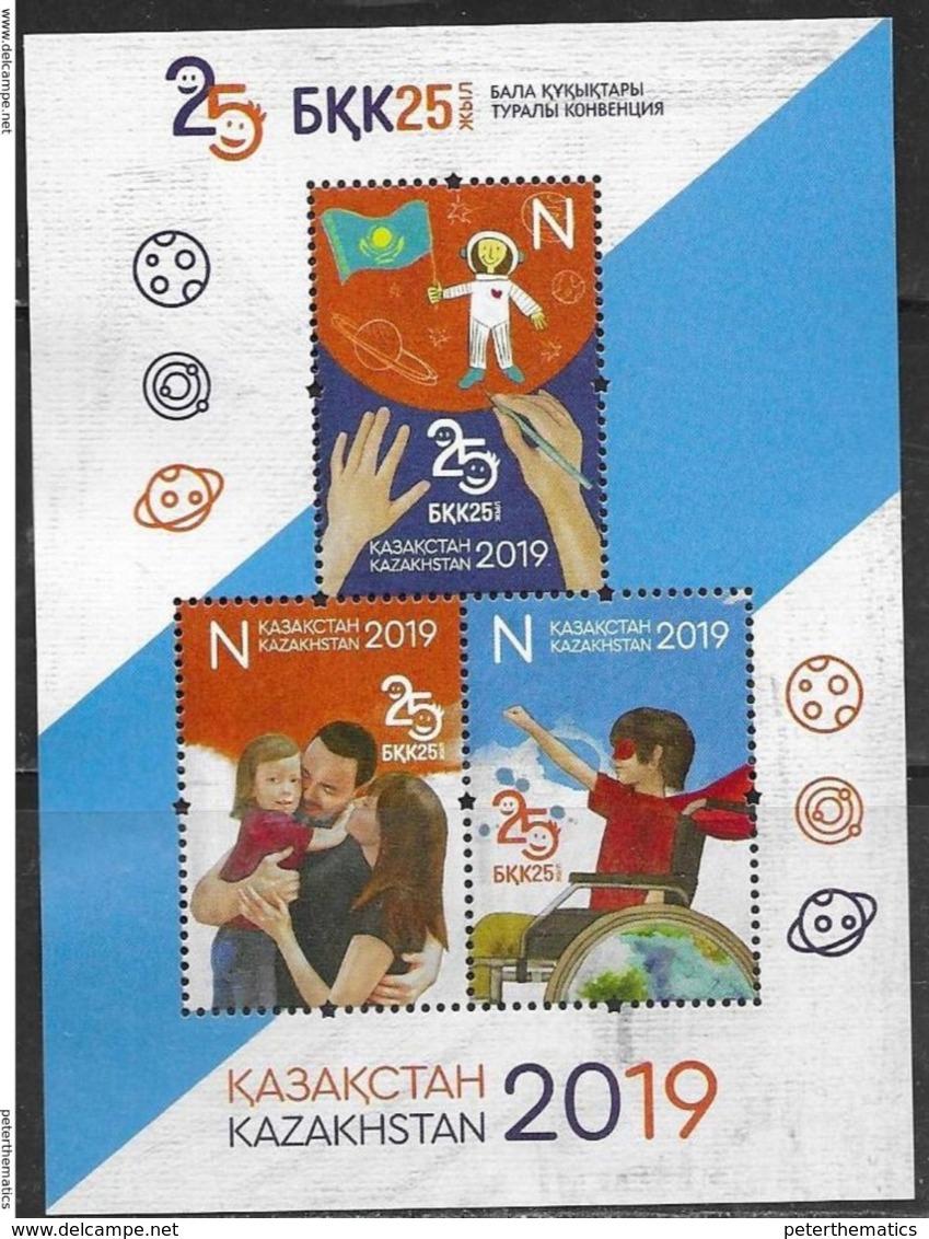 KAZAKHSTAN, 2019, MNH, CHILDREN, SIGNING OF  CONVENTION OF CHILDREN'S RIGHTS, HANDICAPPED CHILDREN, SHEETLET - Other & Unclassified