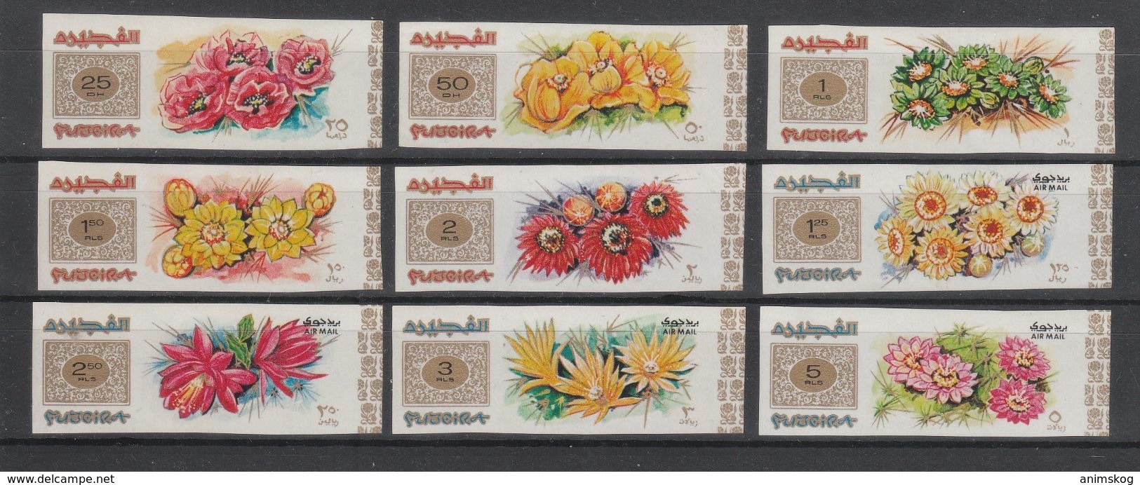 Fudschaira 1969**, Wilde Blumen, Ungez., Kaktus / Fujeira 1969, MNH, Wild Flowers, Imperf., Cactus - Sukkulenten