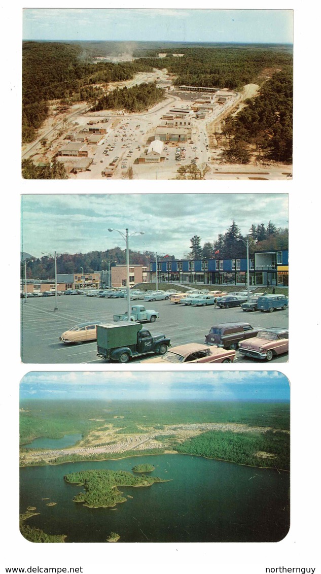 3 ELLIOT LAKE, Ontario, Canada,  BEV Of Town And Shopping Plaza, Old Chrome Postcards, Algoma County - Muskoka