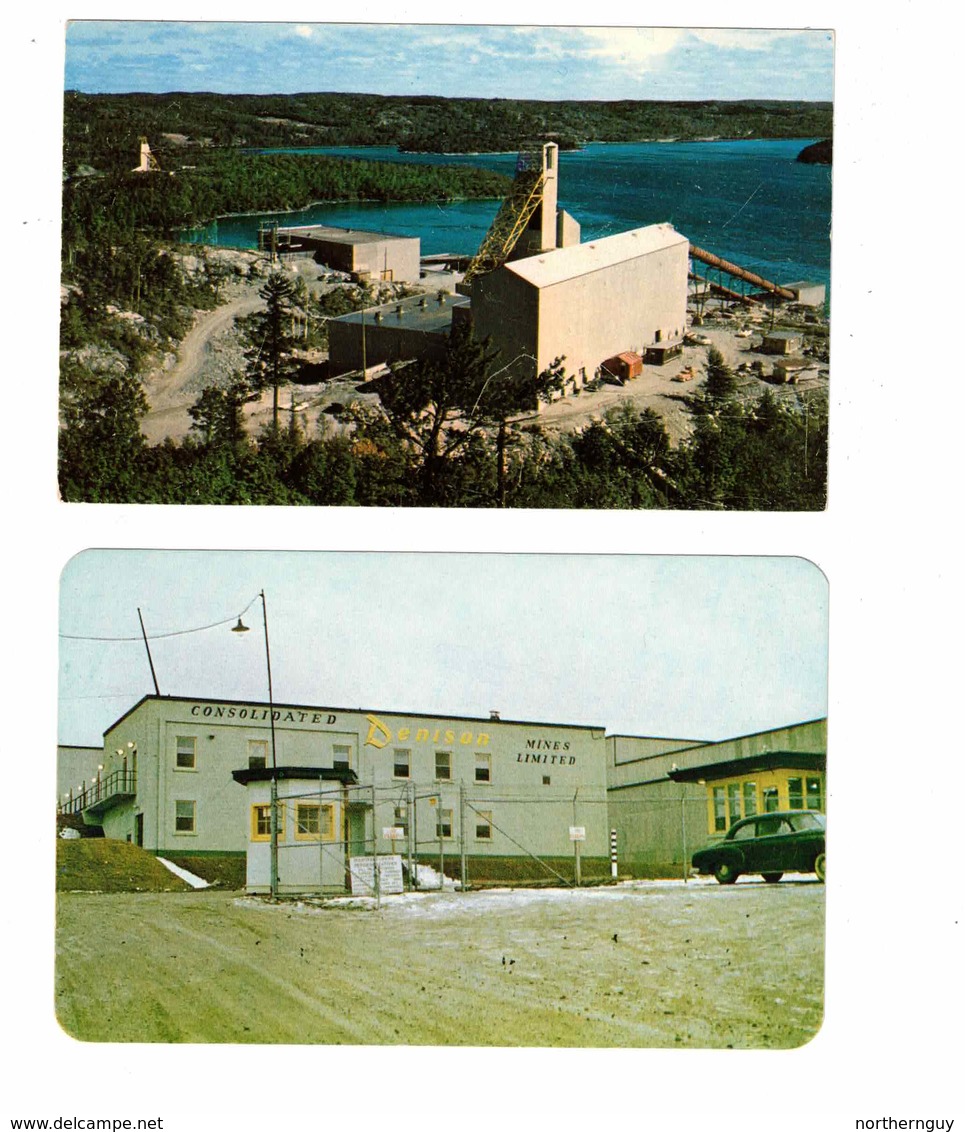 2 ELLIOT LAKE & BLIND RIVER, Ontario, Canada,  Cosolidated Dennison Uranium Mines, Old Chrome Postcards, Algoma County - Muskoka