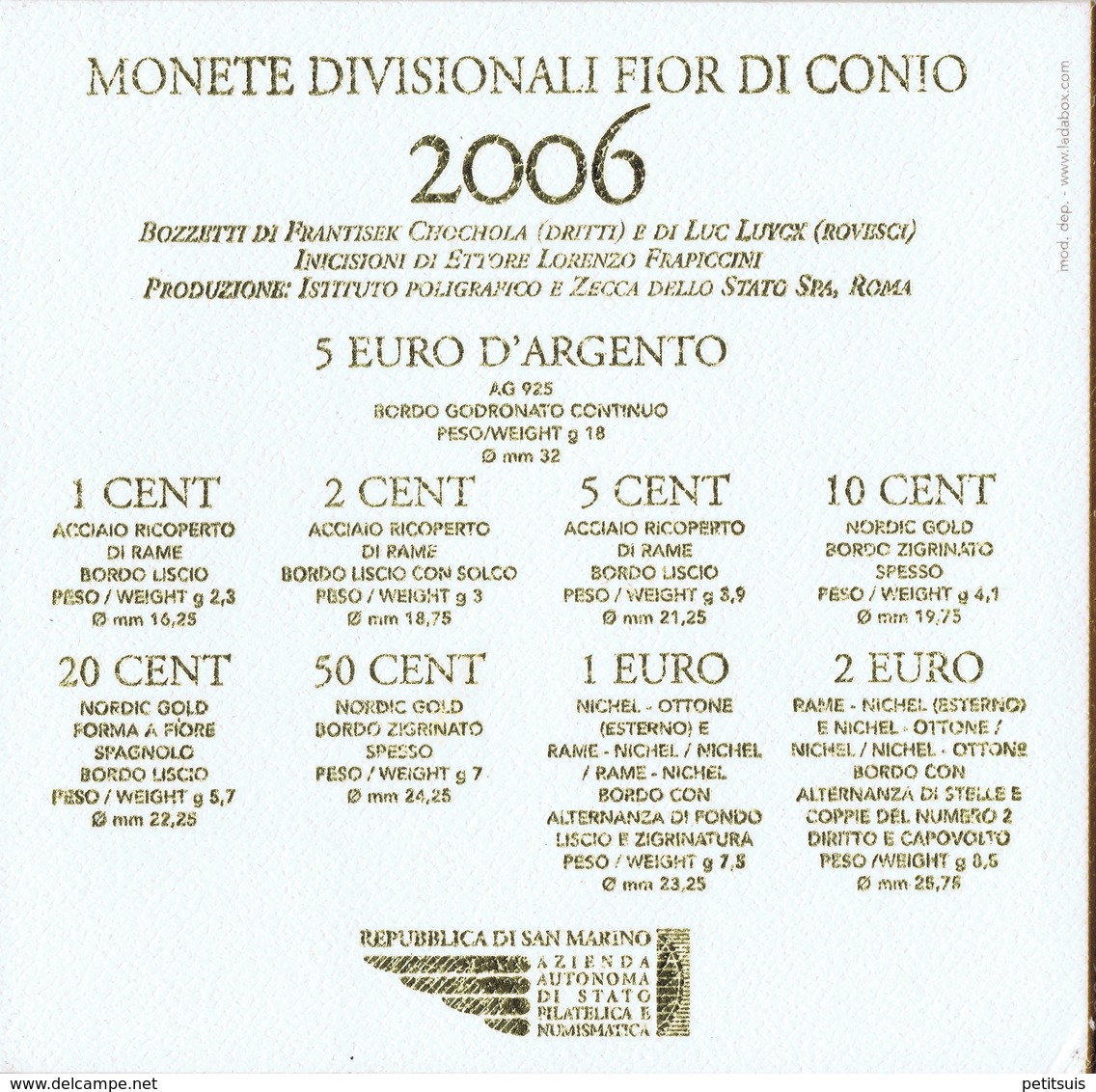 San Marino Euro Coins Set 2006 - San Marino