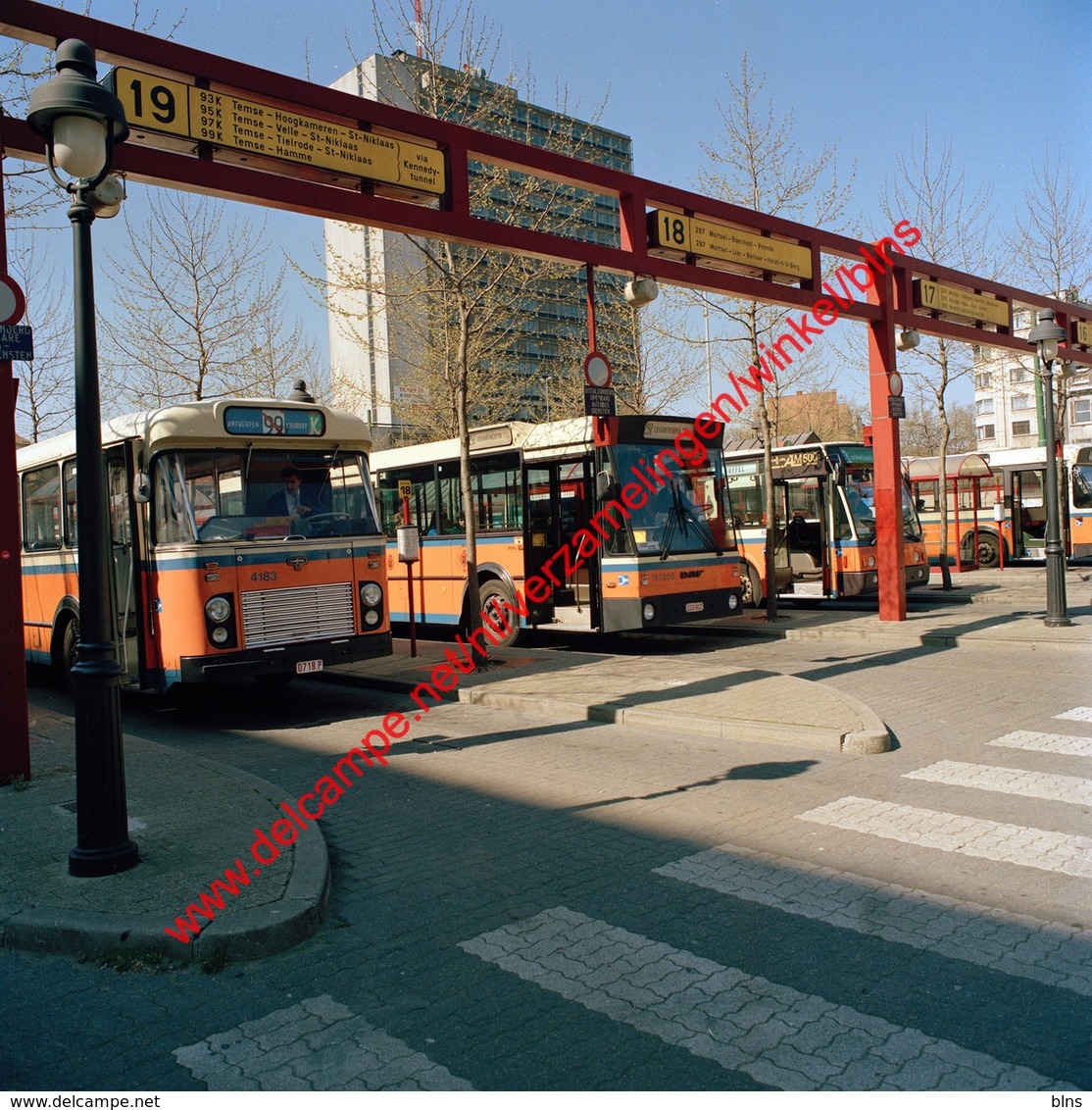 Bussen Franklin Rooseveltplaats In April 1990 - Photo 15x15cm - Rooseveltplaats Antwerpen Van Hool - Automobiles