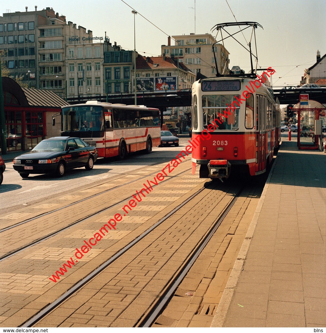 Tram 24 Silsburg - Zuidstation In April 1990 - Photo 15x15cm - Franklin Rooseveltplaats Antwerpen - Automobiles