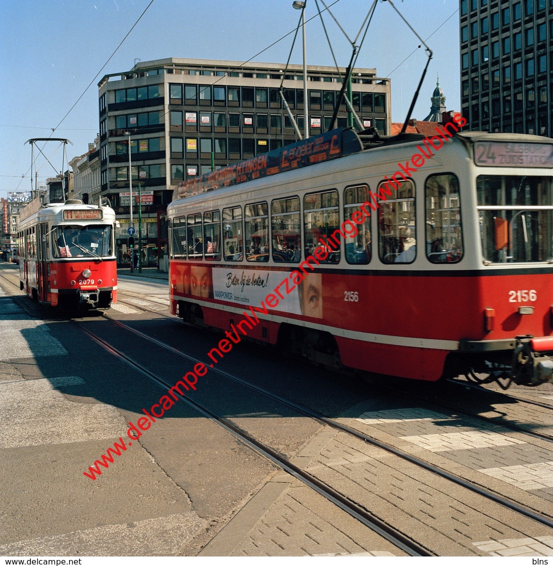 Tram 24 Silsburg - Zuidstation En Tram 11 In April 1990 - Photo 15x15cm - Franklin Rooseveltplaats Antwerpen - Automobiles