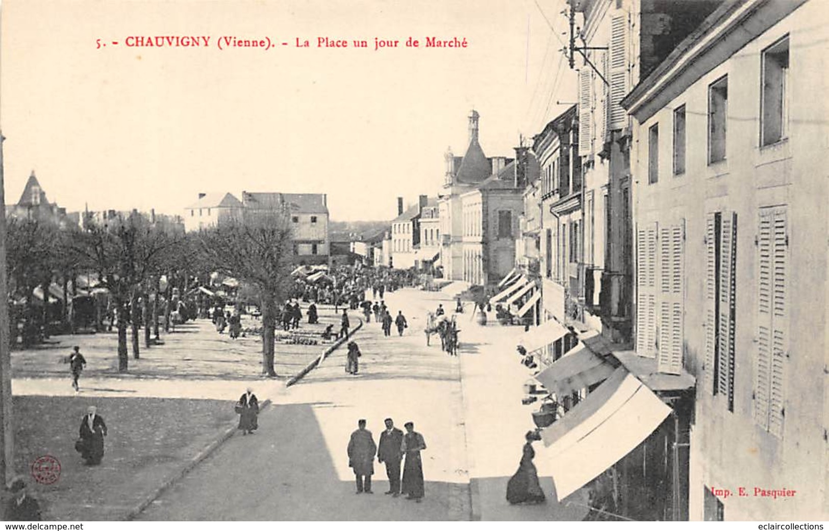 Chauvigny     86       La Place,  Un Jour De Marché         (voir Scan) - Chauvigny
