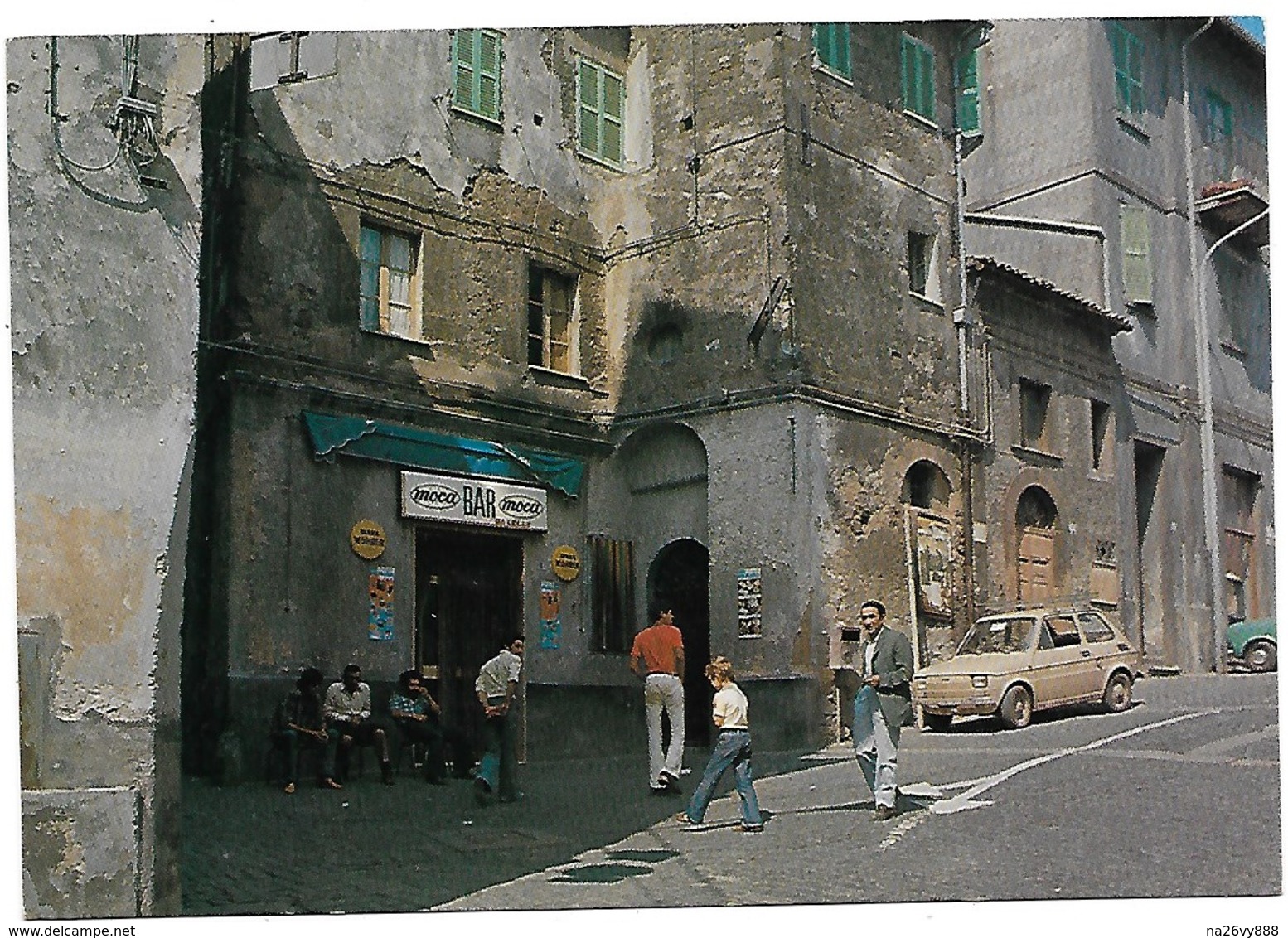 Onano (Viterbo). Piazza Umberto I° E Bar Ferri - Bottoni Birra Wuhrer. - Viterbo