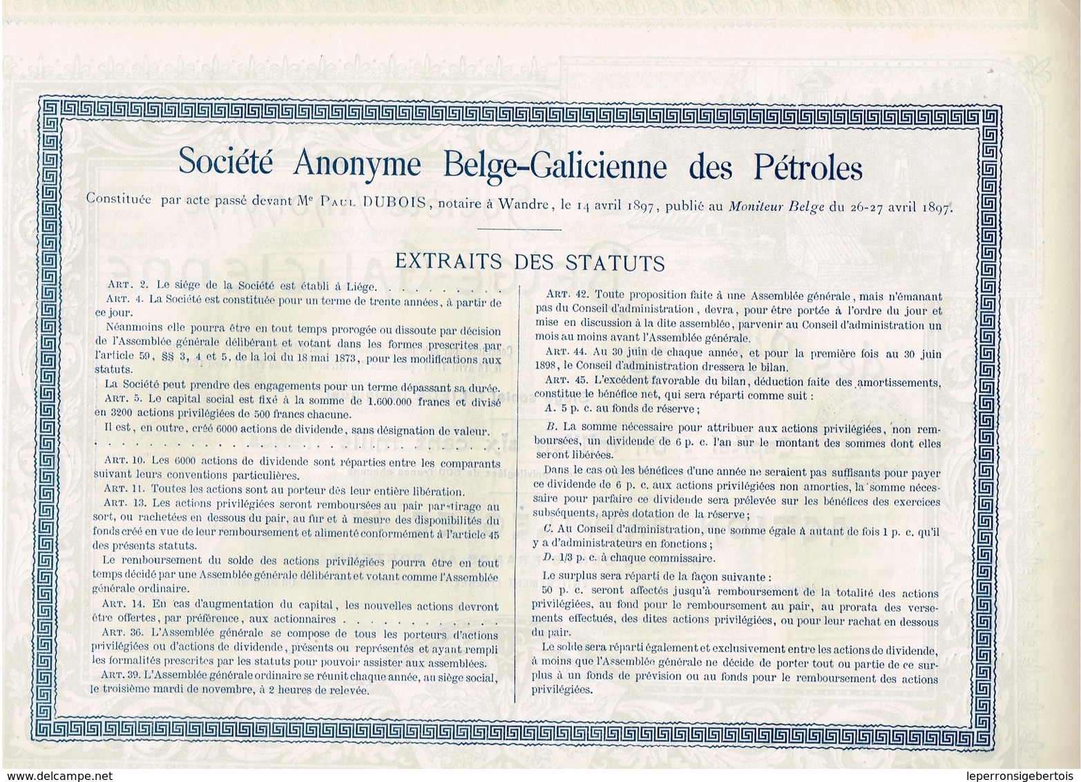 Titre Ancien - Société Anonyme Belge-Galicienne Des Pétroles -Titre De 1897 - Déco - Aardolie