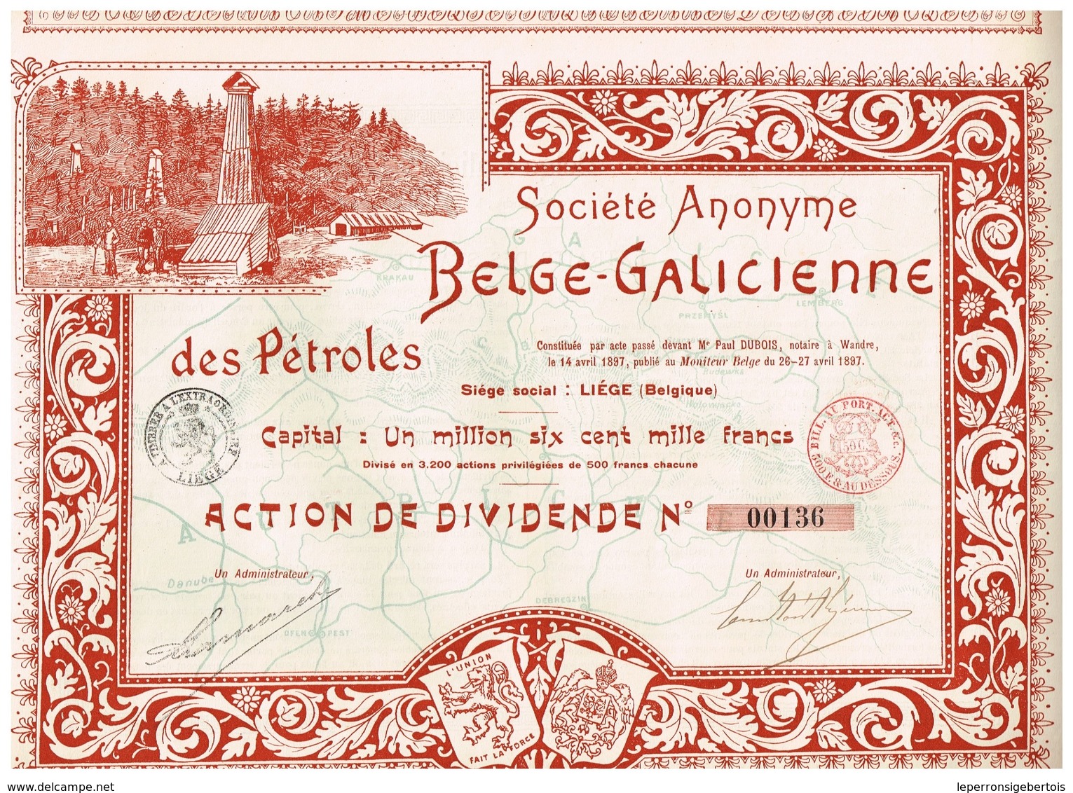 Titre Ancien - Société Anonyme Belge-Galicienne Des Pétroles -Titre De 1897 - Déco - Aardolie