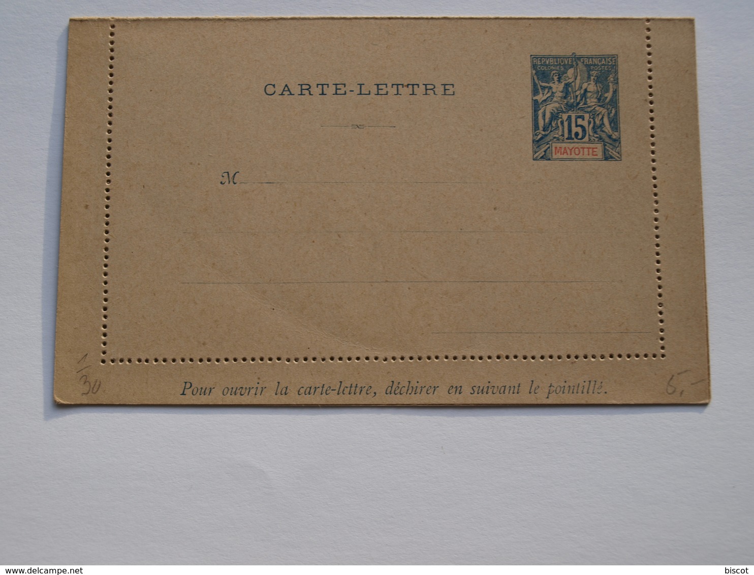 Entier Postal Mayotte Carte Lettre 15c - Postal Stationeries & PAP