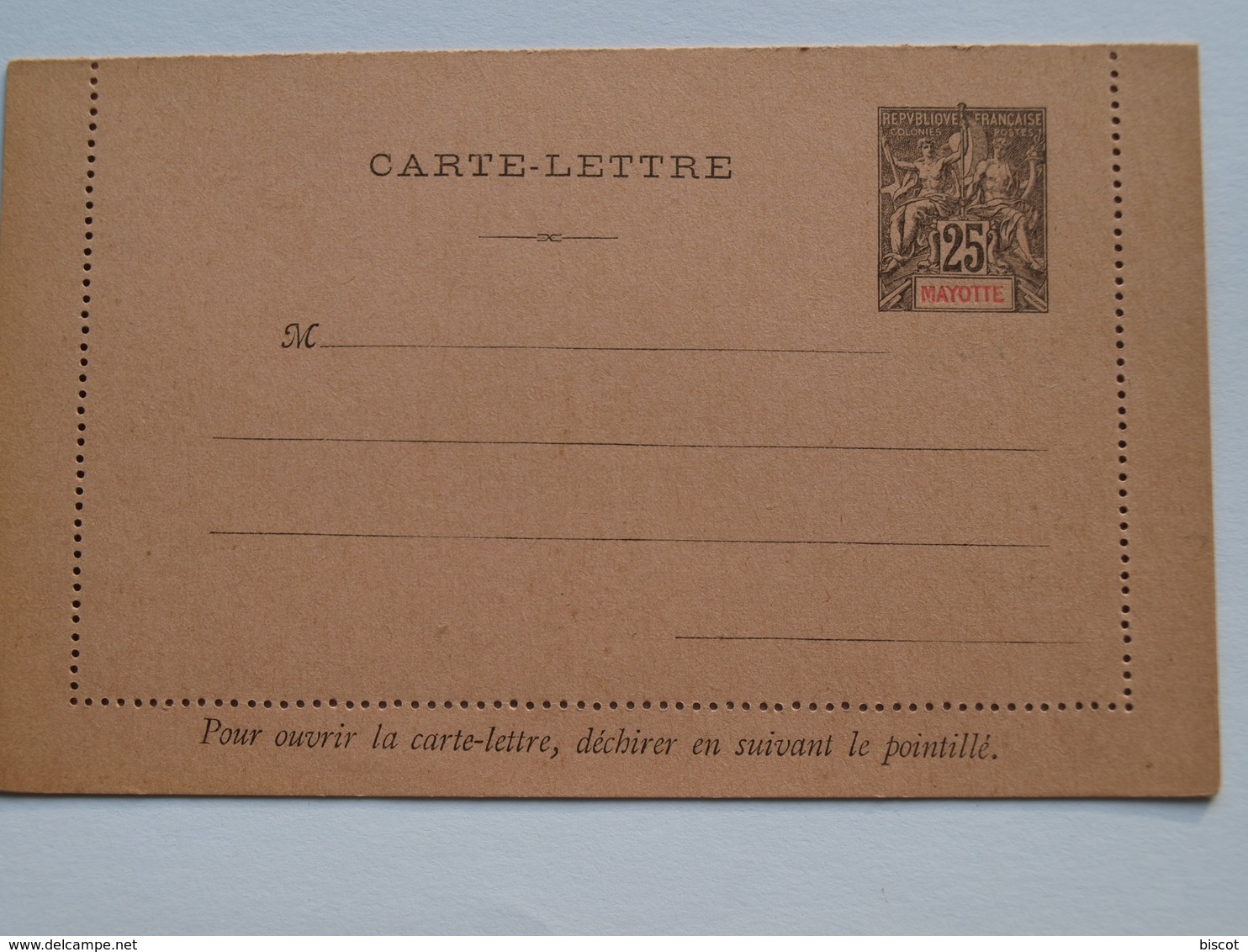 Entier Postal Mayotte Carte Lettre 25c - Postal Stationeries & PAP