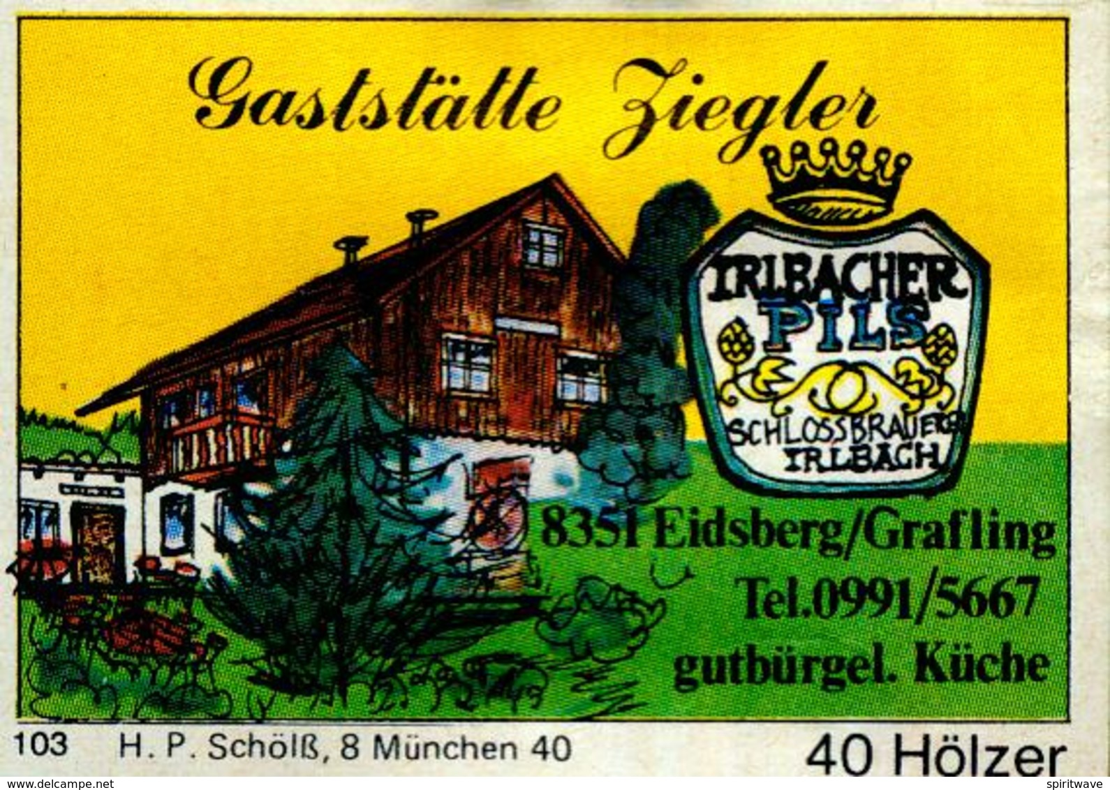 1 Altes Gasthausetikett, Gaststätte Ziegler, 8351 Eidsberg/Grafling #210 - Matchbox Labels