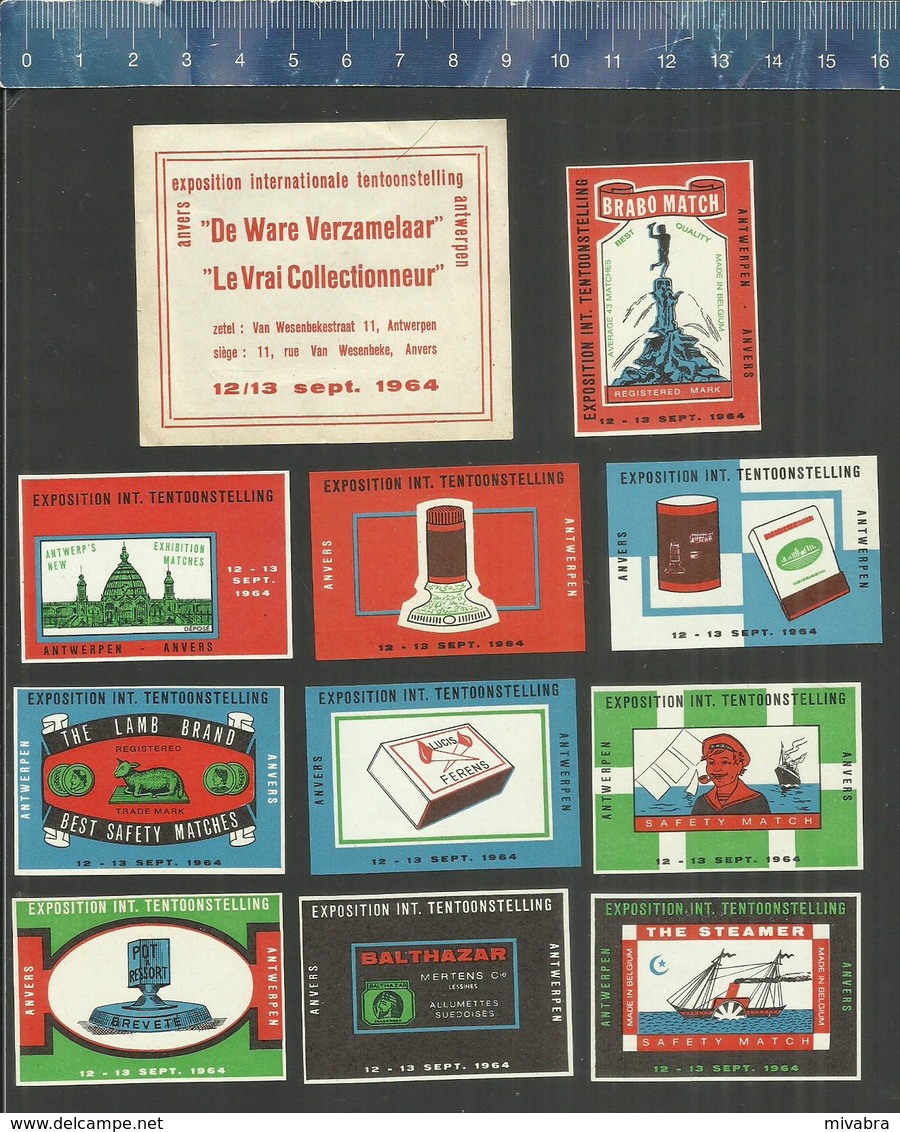 DE WARE VERZAMELAAR - LE VRAI COLLECTIONNEUR EXPOSITION INTERNATIONALE ANTWERPEN ANVERS 1964 Matchbox Labels Belgium - Matchbox Labels