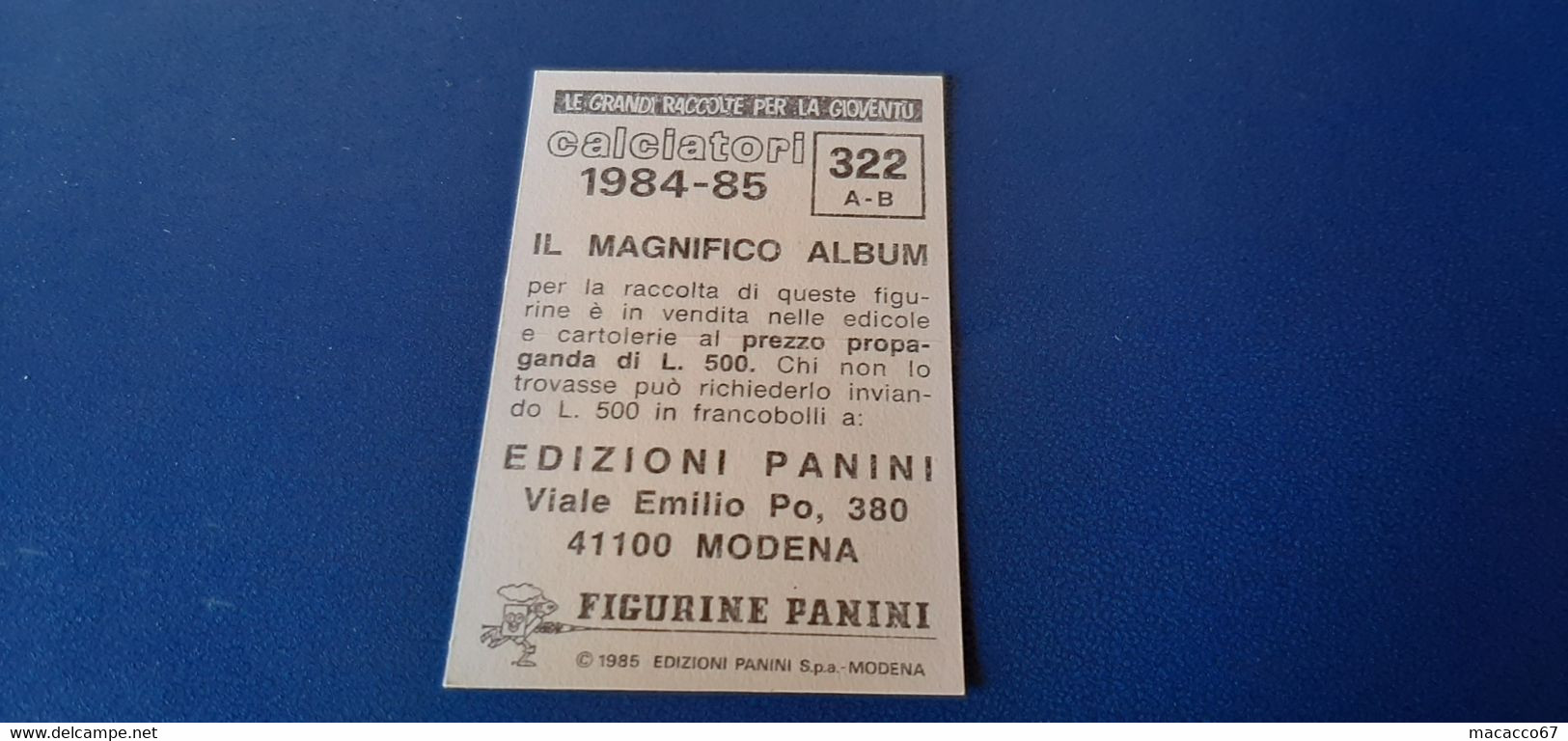 Figurina Calciatori Panini 1984/85 - 322 Bergossi/Gridelli Bari - Edición Italiana