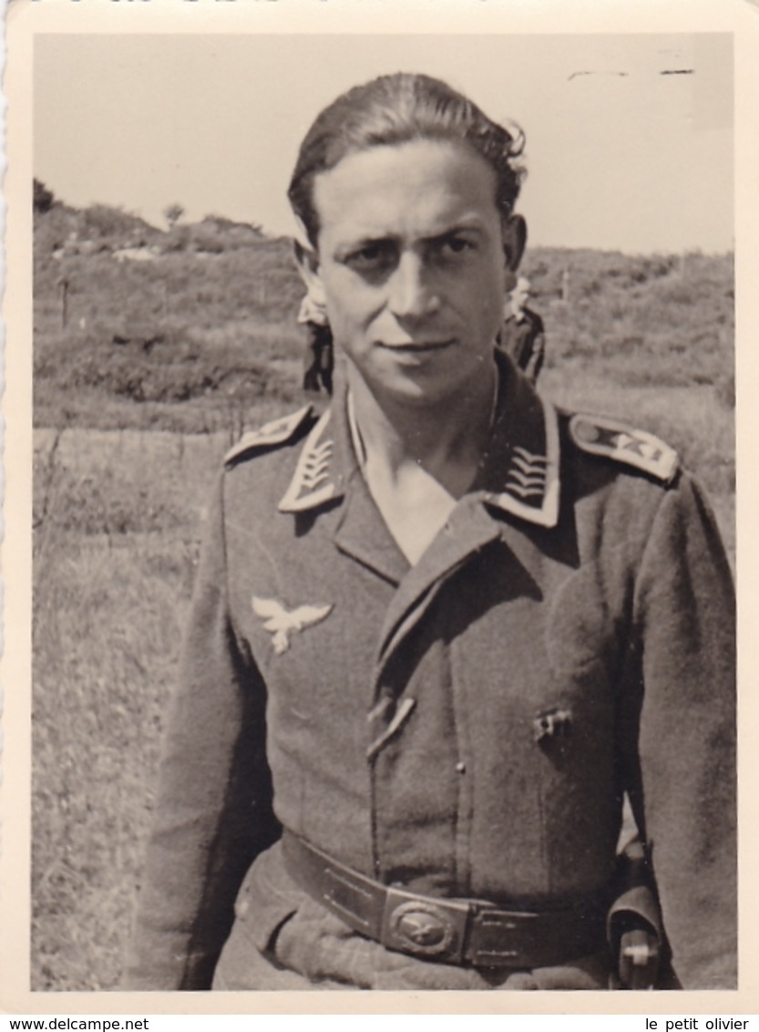 PHOTO ORIGINALE 39 / 45 WW2 WEHRMACHT FRANCE COTE ATLANTIQUE PORTRAIT D UN OFFICIER AVIATEUR ALLEMAND - War, Military