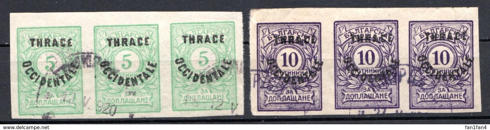 THRACE - (Occupation Interalliée) - 1920 - Taxe - Bandes De 3 Ex. Des N° 4 à 7 - (Lot De 4 Valeurs Différentes) - Used Stamps