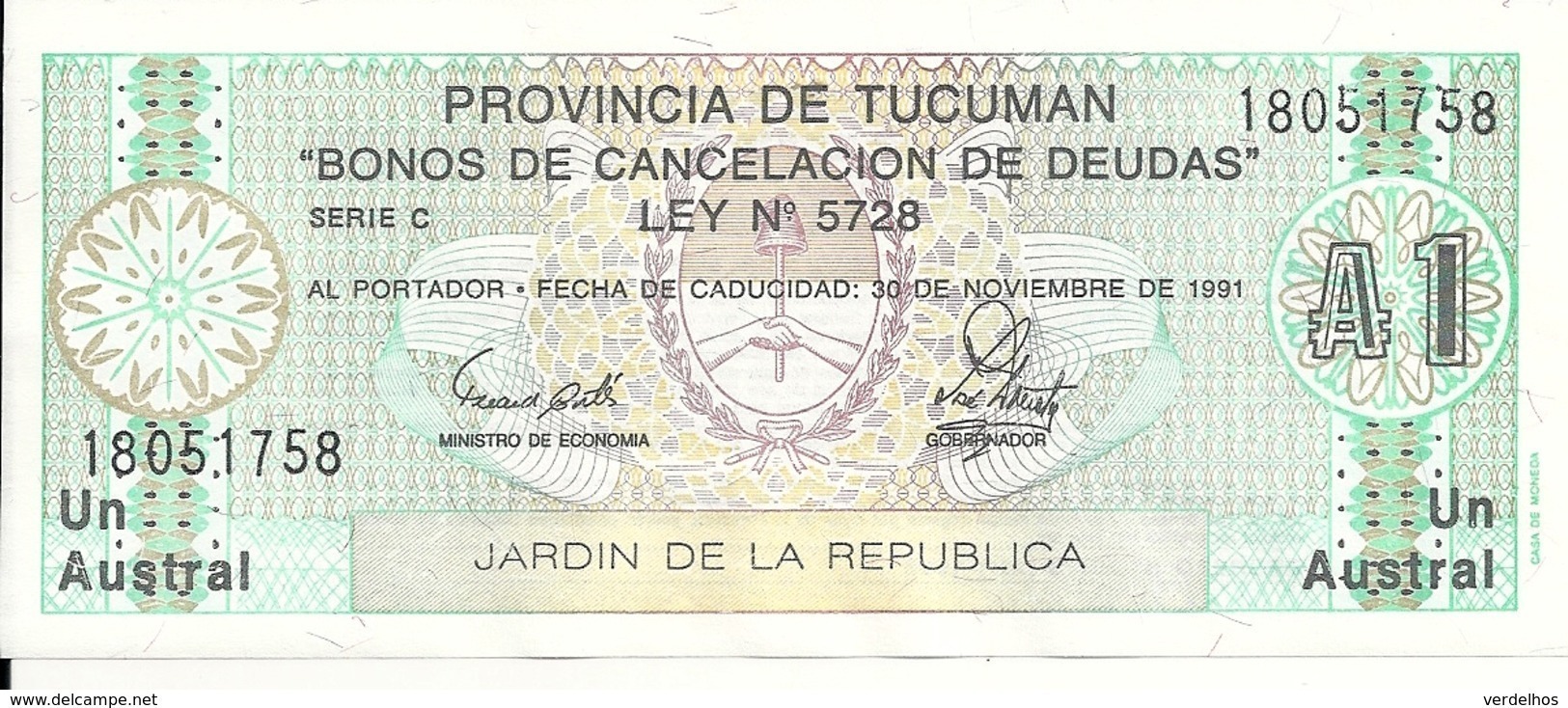 ARGENTINE 1 AUSTRAL 1991 UNC - Argentine